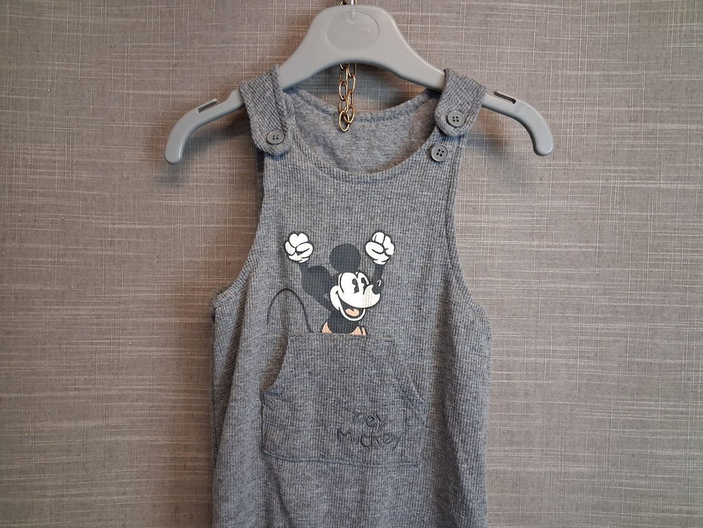 Disney George Mickey Mouse One Piece Romper Grey Age 6-9 Months