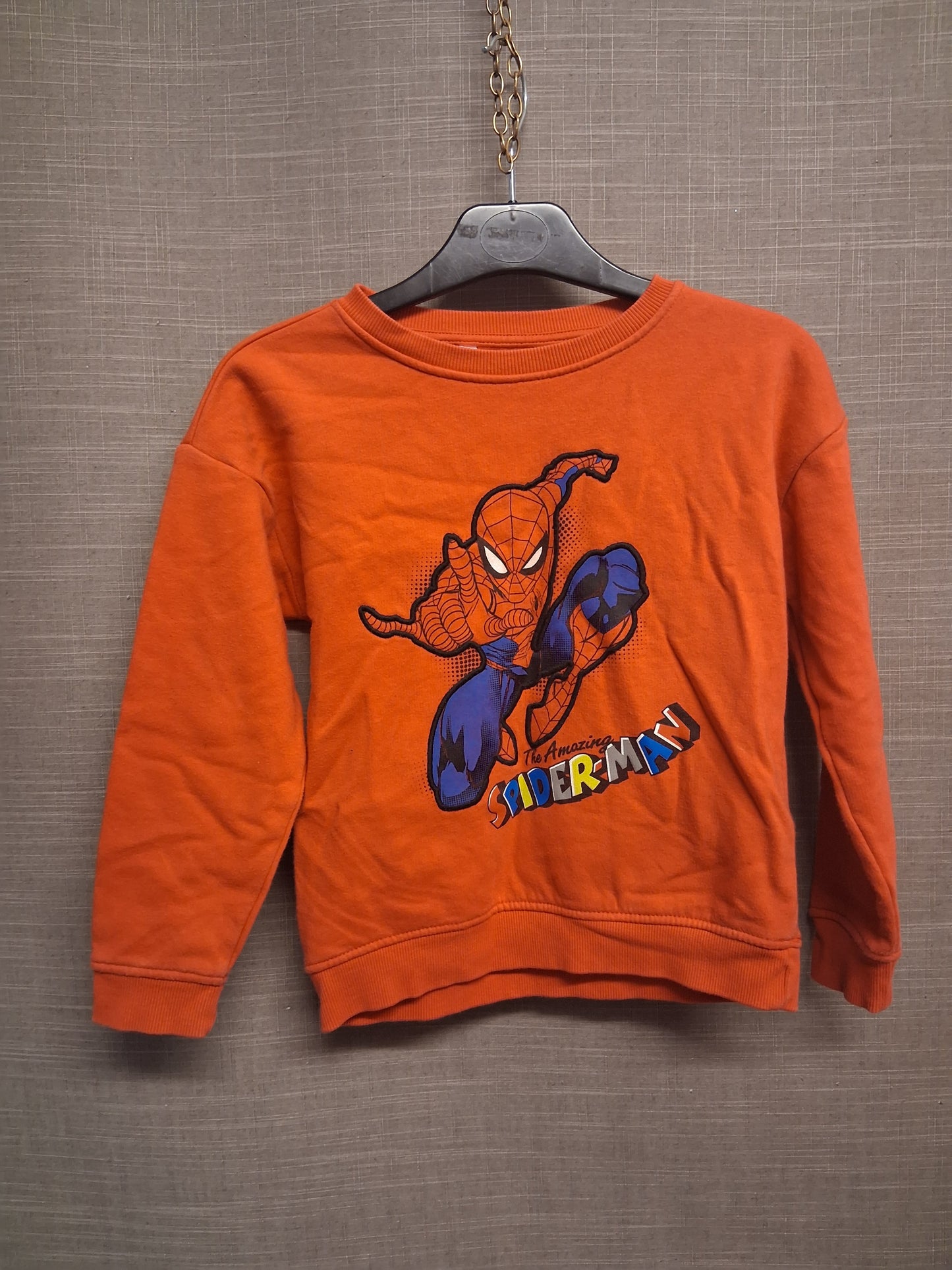 Marks and Spencer Sweater Boys Red Jersey Spiderman Graphic Print Age 6-7 Years