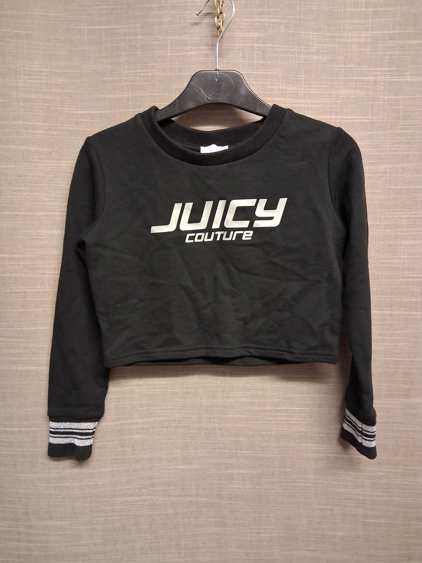 Juicy Couture Girls Black Cropped Sweater Long Sleeve Age 7/8 years