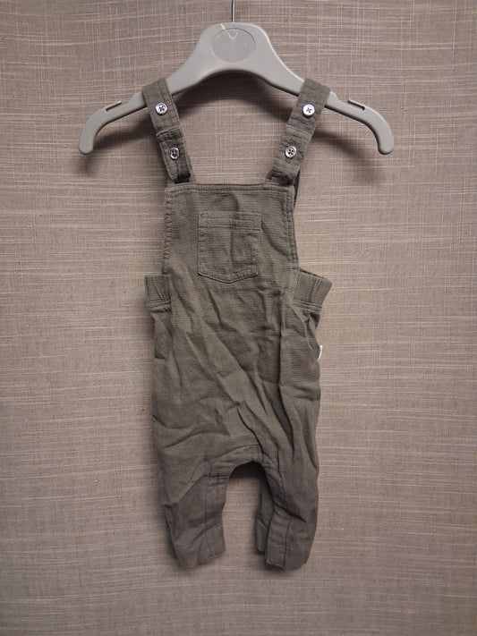 River Island Boys Khaki Green Jersey Dungarees Age 0-3 Months