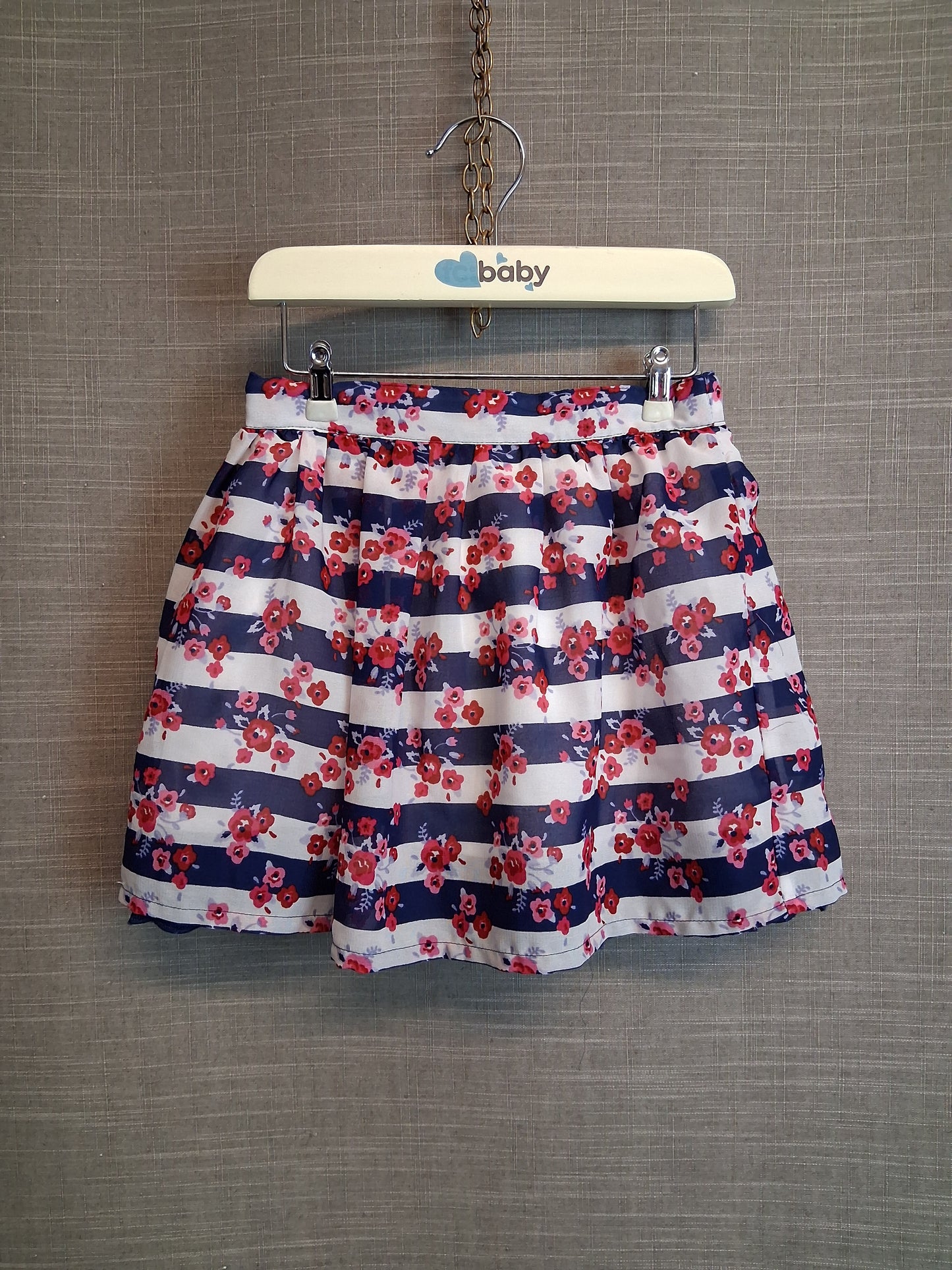 Matalan Girls A Line Skirt Multicolour Striped Floral Age 2-3 Years
