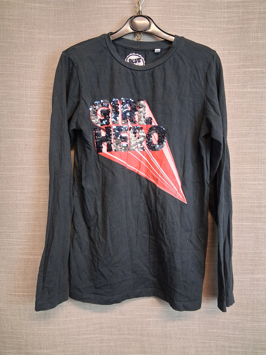 Blue Zoo Girl Sequin Black Long Sleeve T-Shirt Age 11-12 Years