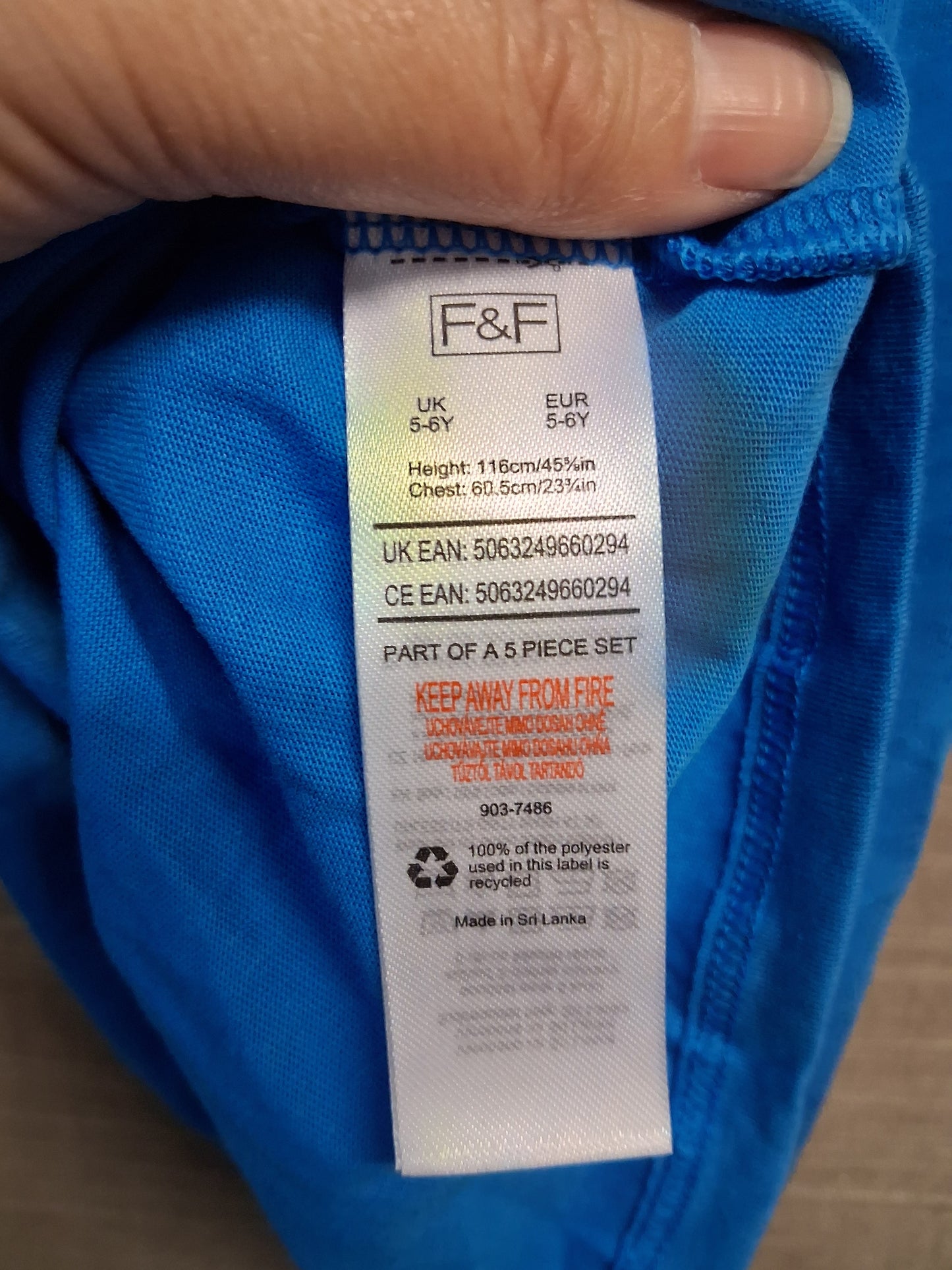 F&F Boys Vest Tank Tops Set of 2 Blue Multicolour Age 5-6 Years