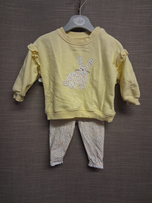 F&F Girls Yellow 2 Piece Outfit Sweater and Leggings Age 3-6 Months