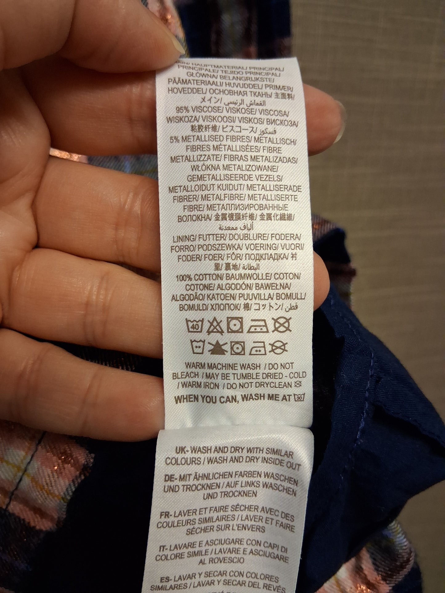 Boden Girls Blue Check Dress Long Sleeve Age 11-12 Years