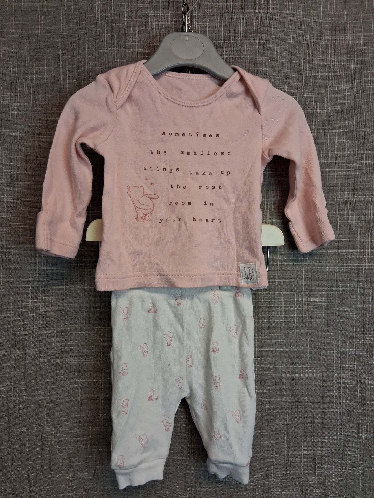 George Disney Girls Pink Winnie the Pooh 2 Piece Outfit Set Age Tiny Baby