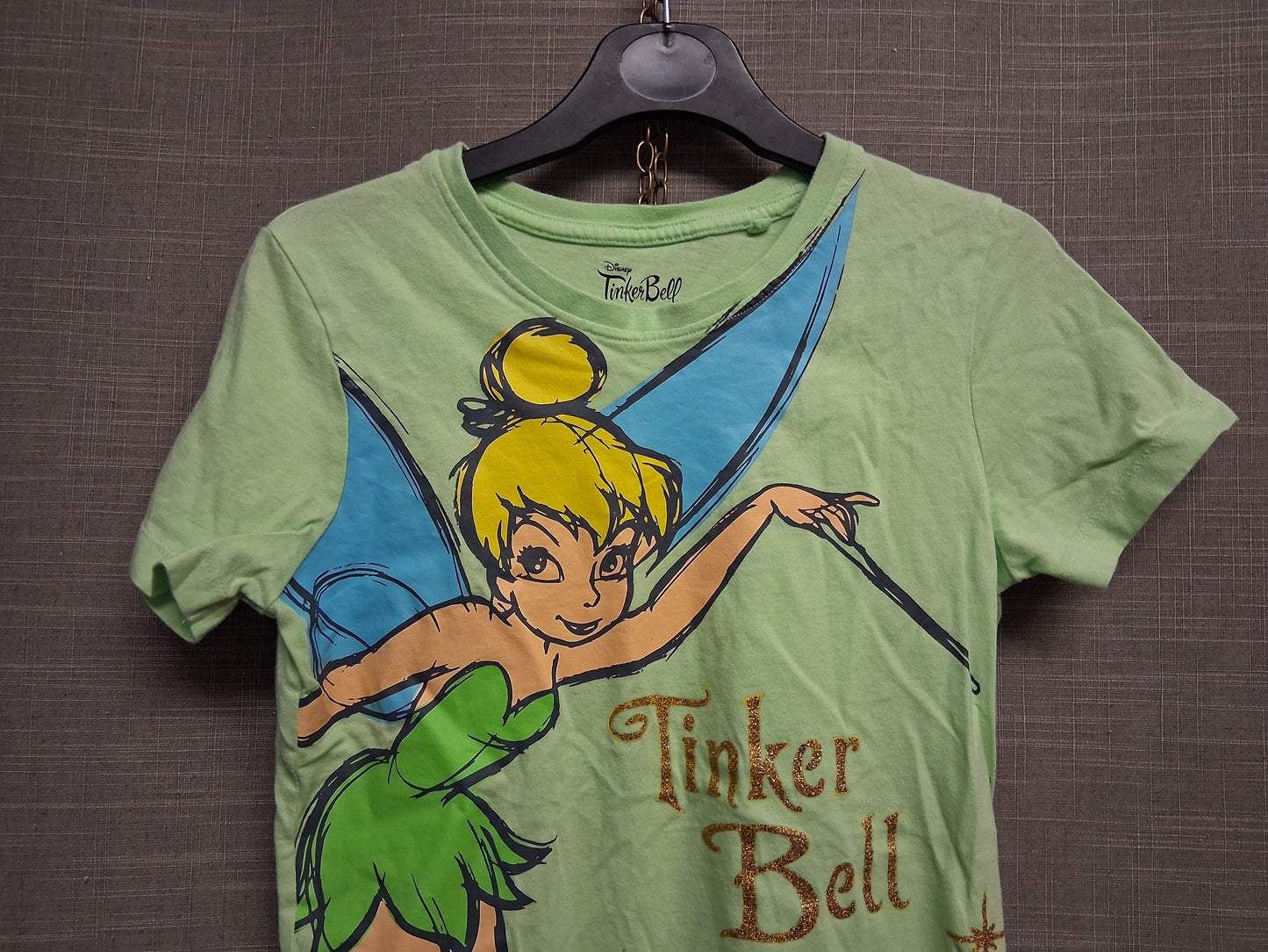 Primark Disney Girls Tinkerbell T-Shirt Green Short Sleeve Age 9-10 years