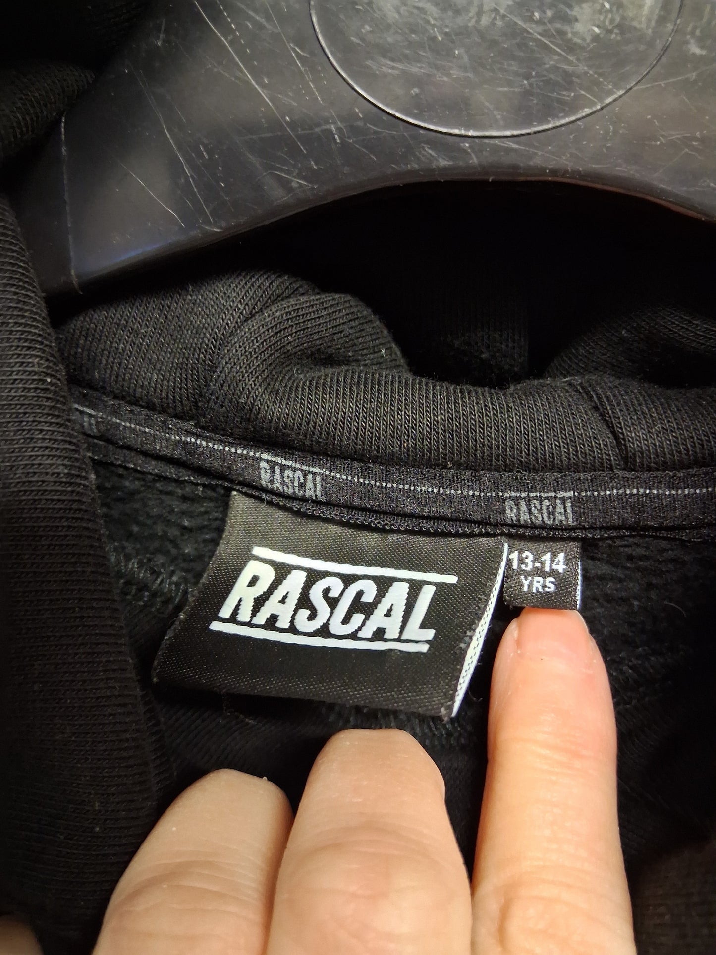 Rascal Black Jersey Hoodie Age 13-14 Years