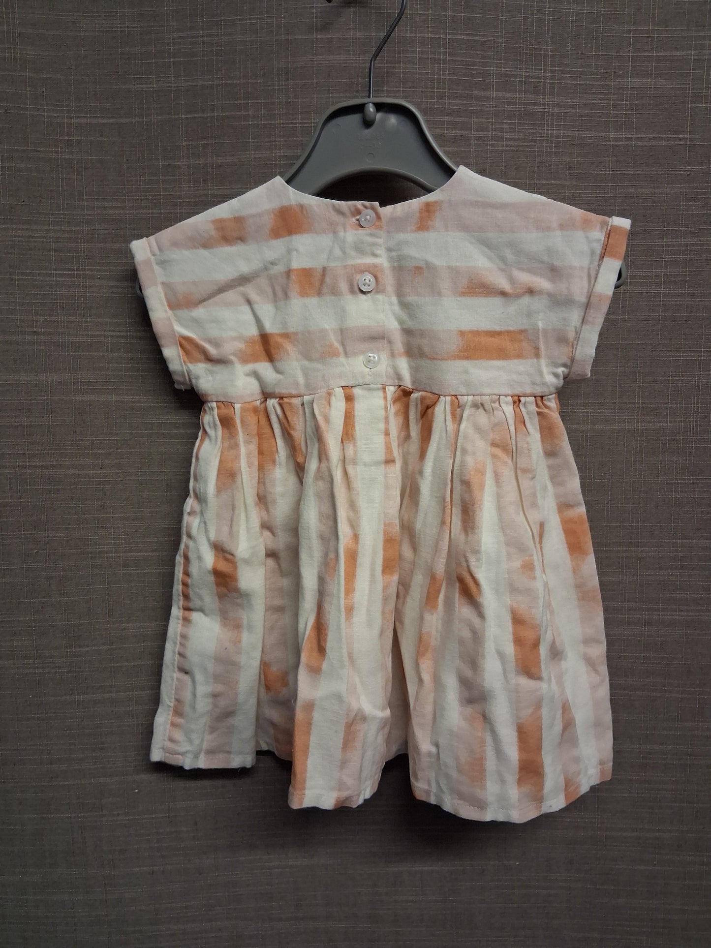 George Girls Cap Sleeve Dress Orange Stripe Age 3-6 Months