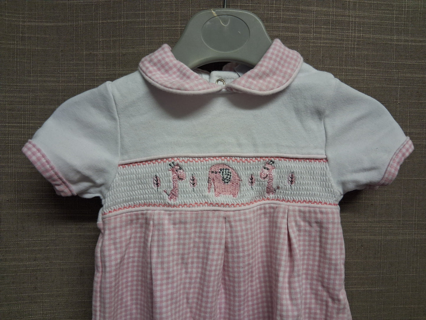 Dandelion Girls Pink White Romper Smock Detail Age 0-3 Months