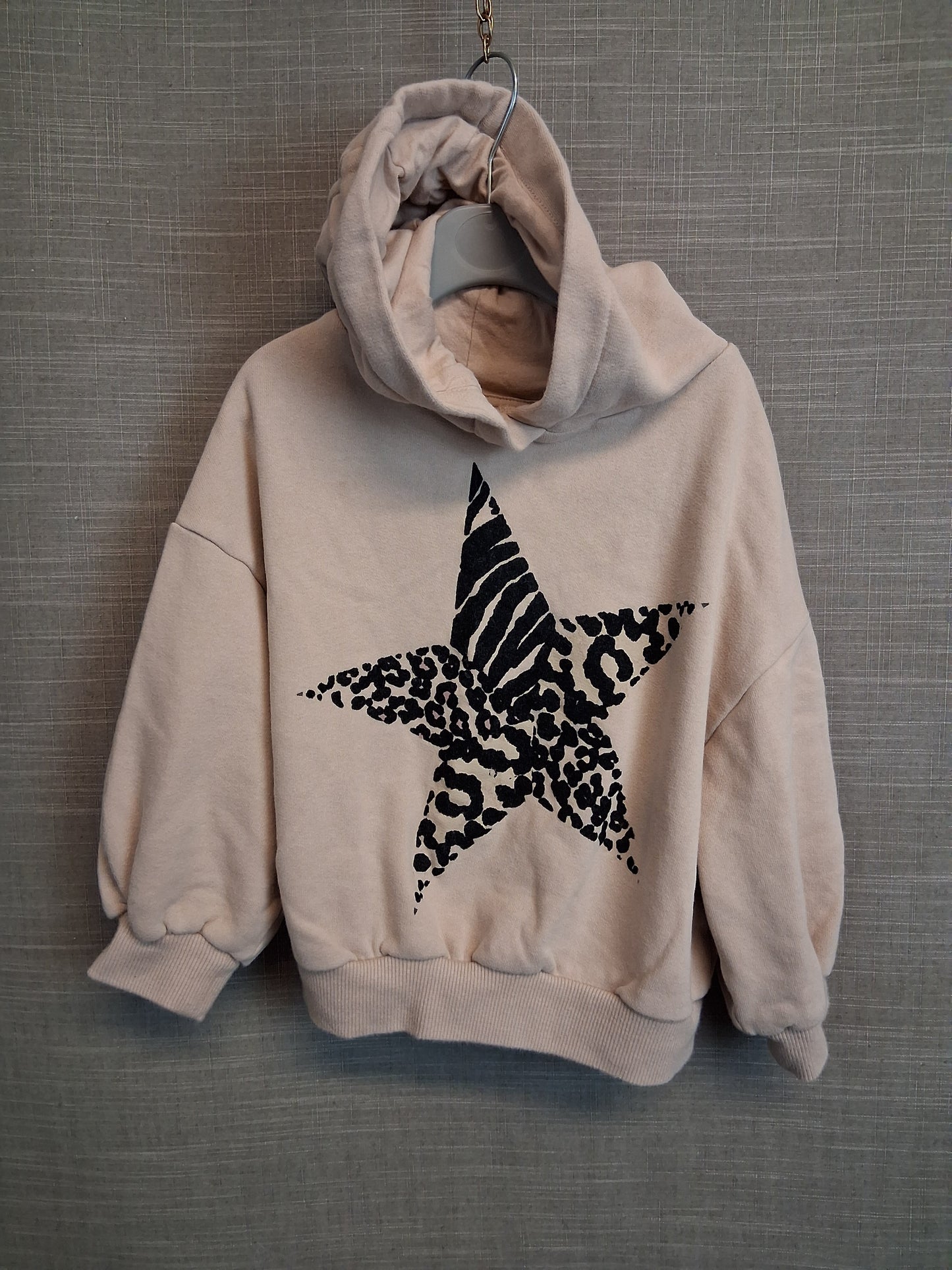 Next Girls Beige Hoodie Leopard Print Star Age 5 Years