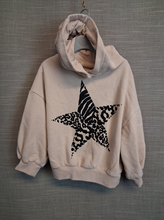 Next Girls Beige Hoodie Leopard Print Star Age 5 Years