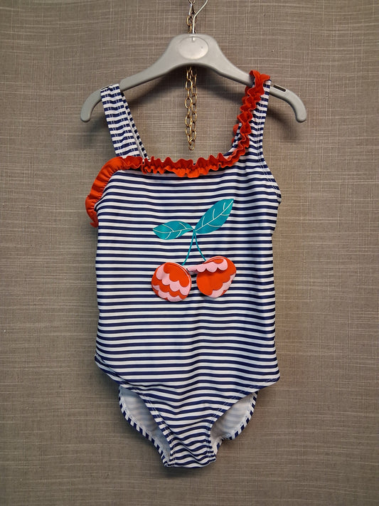Primark Girls Blue White Stripe Swimsuit One Piece Age 6-7 Years
