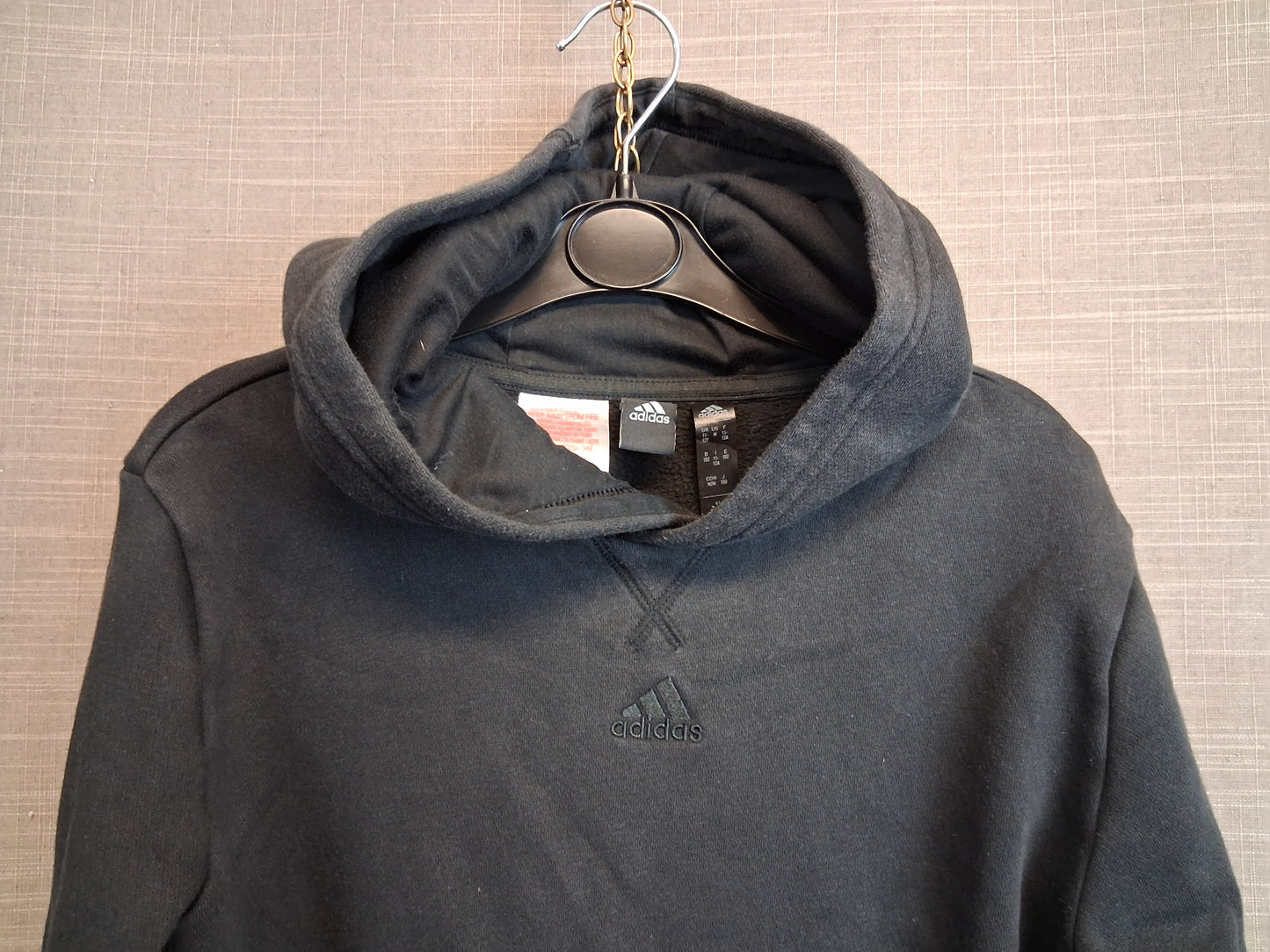Adidas Boys Black Hoodie Age 11-12 Years