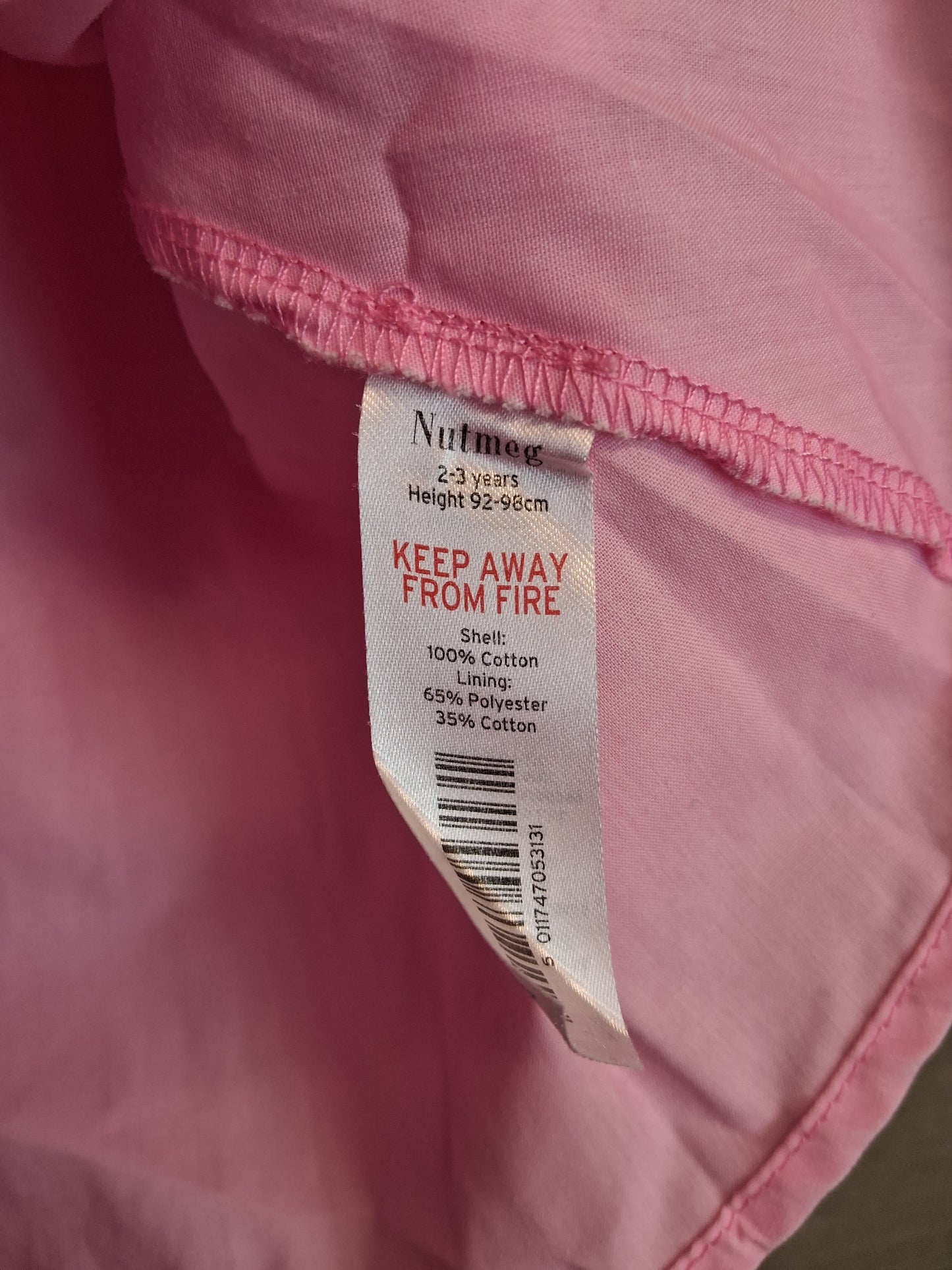 Nutmeg Girls Pink A Line Tiered Dress Age 2-3 Years