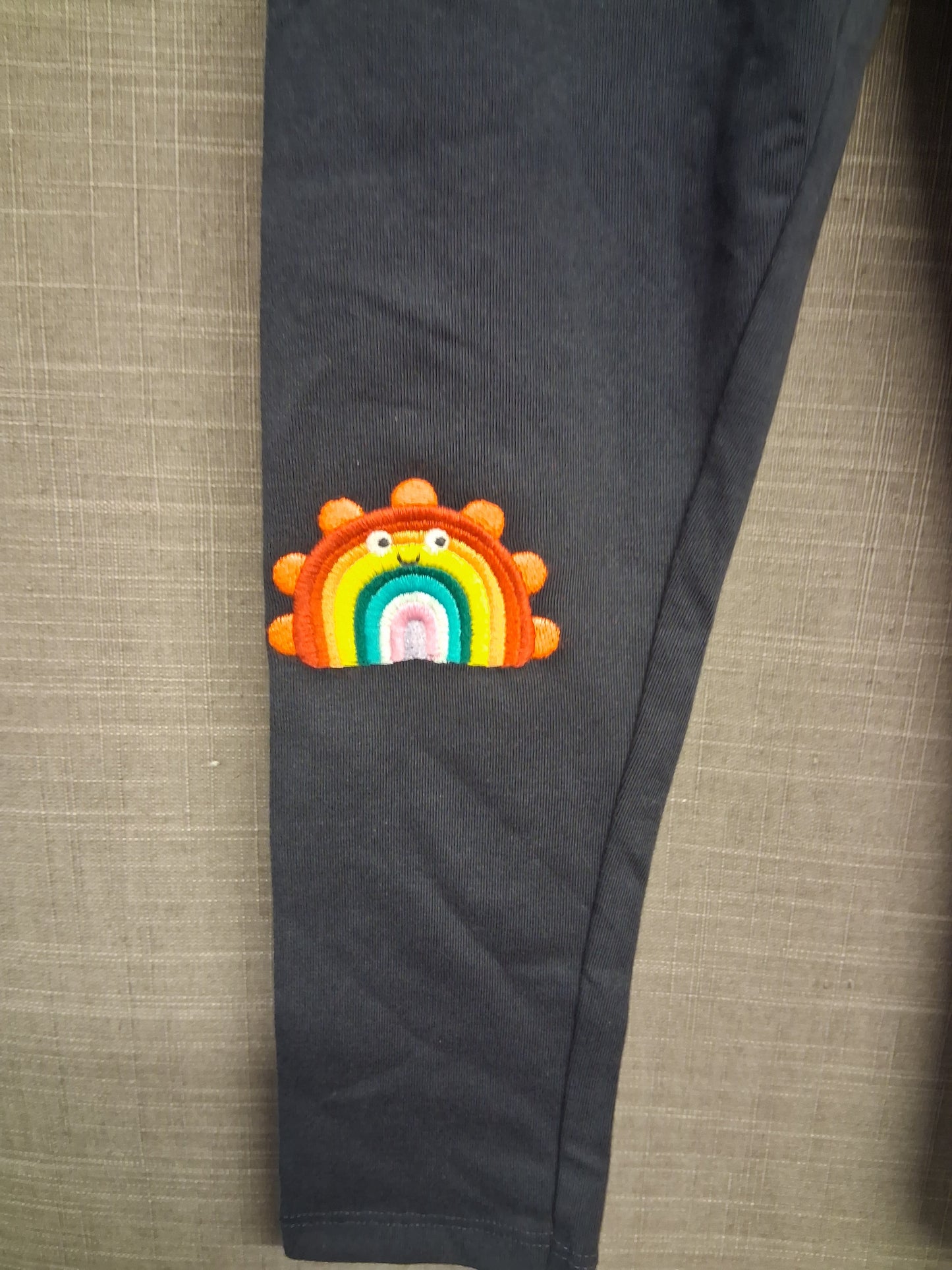 Next Girls Rainbow Knees Navy Leggings Age 4-5 Years