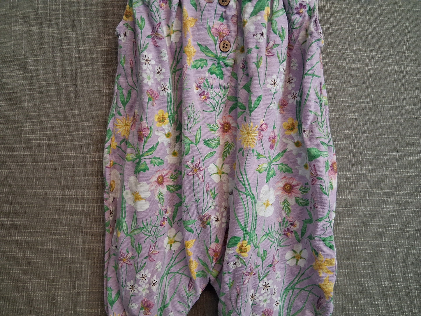 Next Girls Lilac Floral Jersey Sleeveless Romper Age 3-6 Months