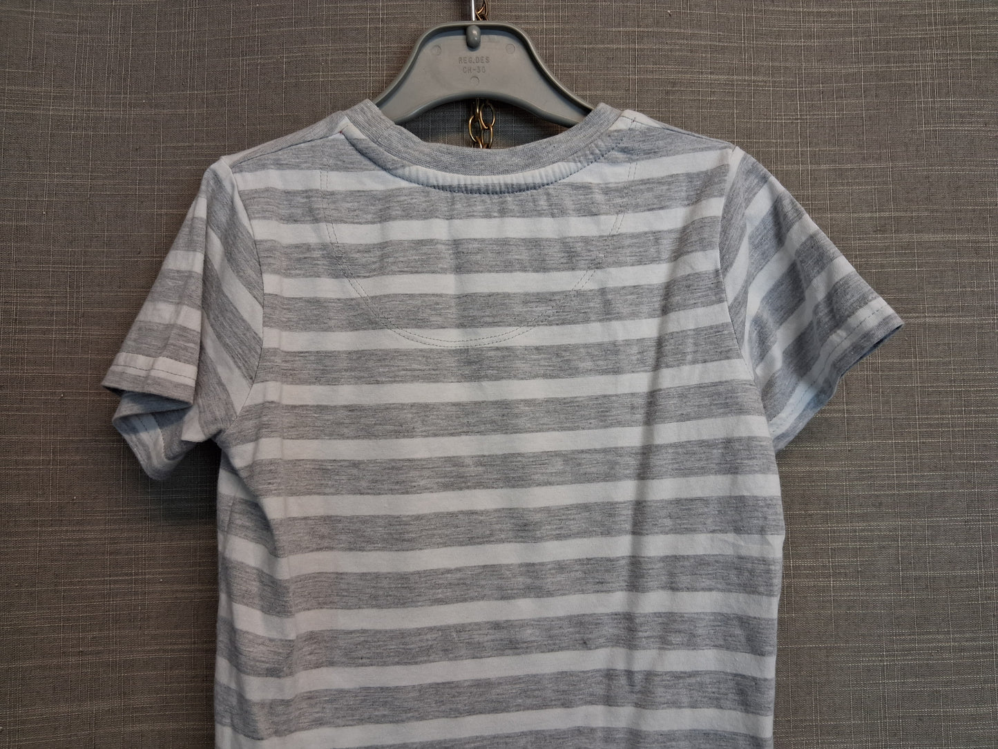 Mr Bean Boys T-Shirt Grey Striped Graphic Print Age 5 Years