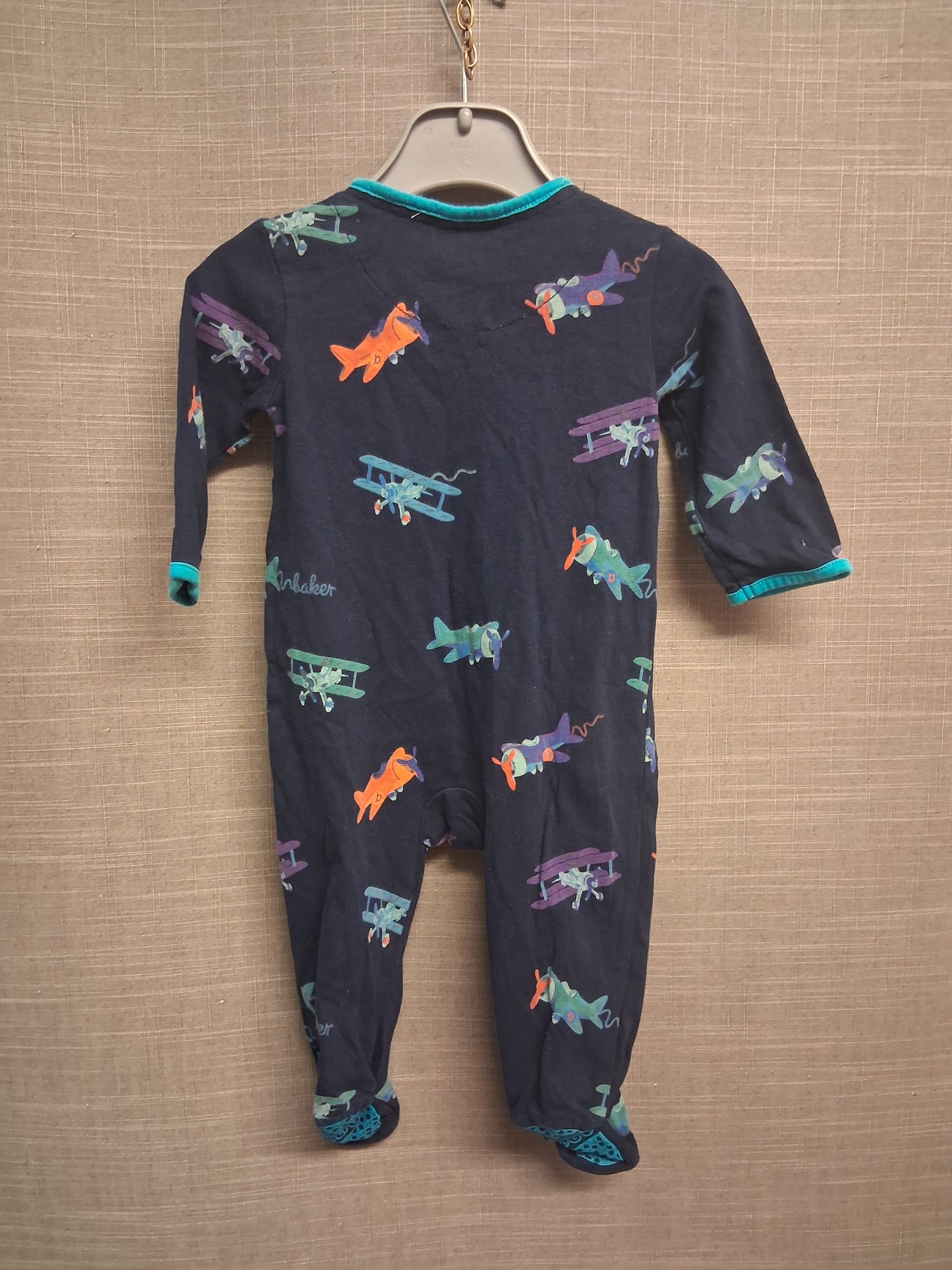 Ted Baker Boys Sleepsuit Navy Blue Areoplane Print Age 3-6 Months