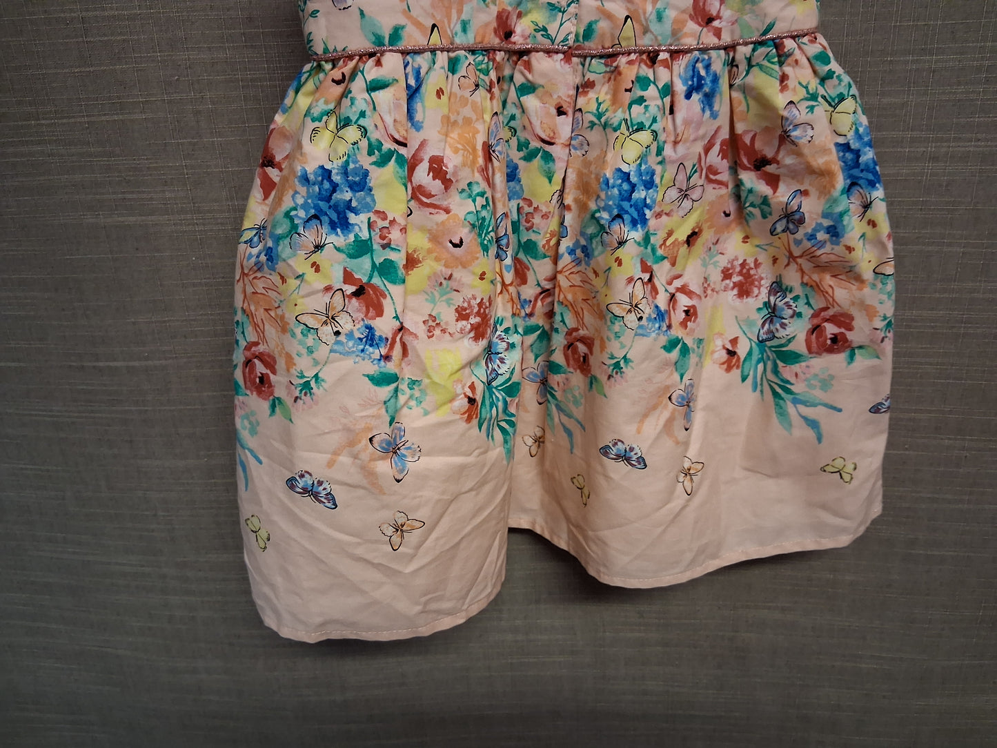 Primark Girls Peach Floral Sleeveless A Line Dress Party Age 18-24 Months New