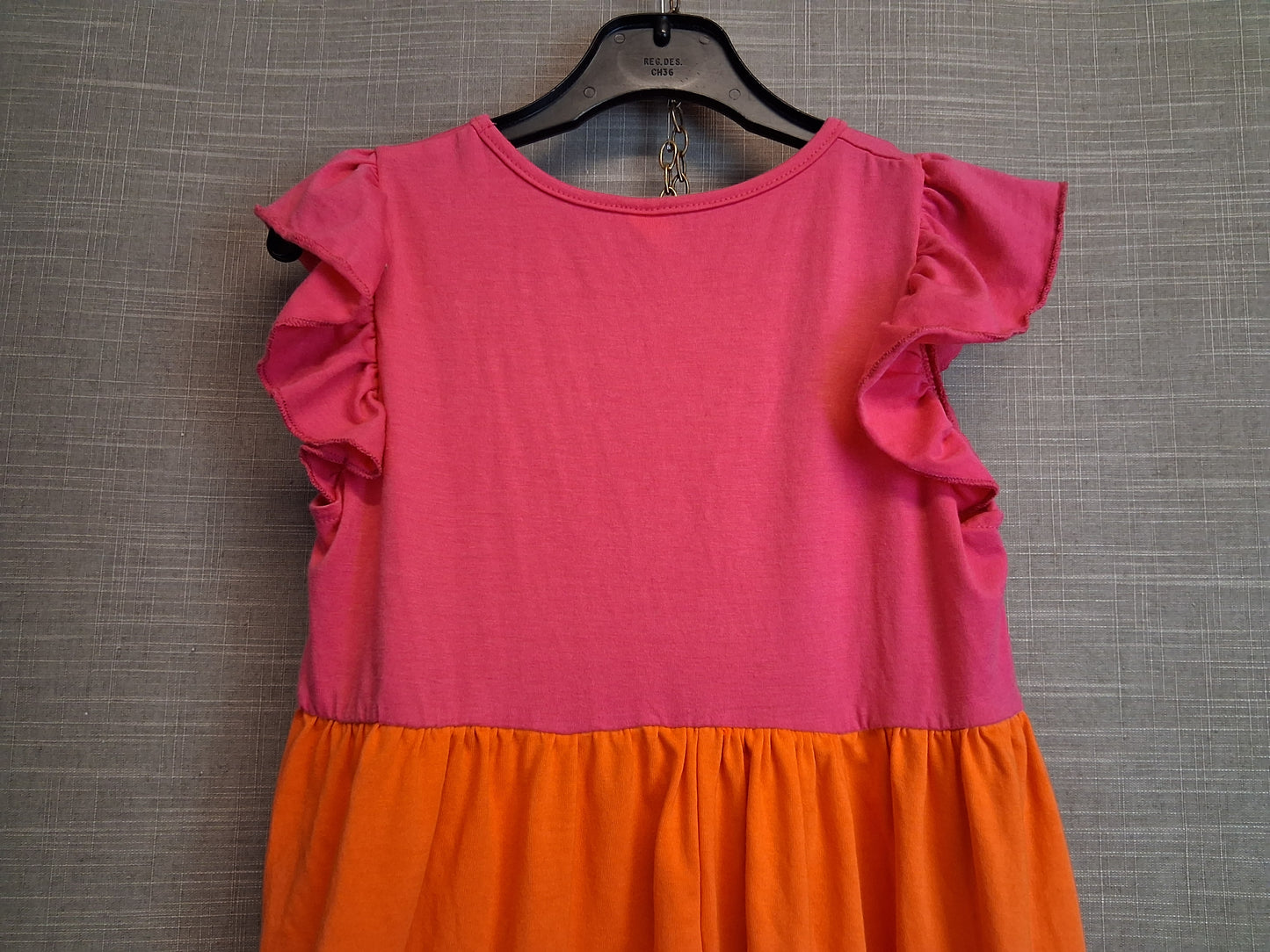 Shein Girls Tiered Jersey Dress Sleeveless Pink Orange Age 7 Years