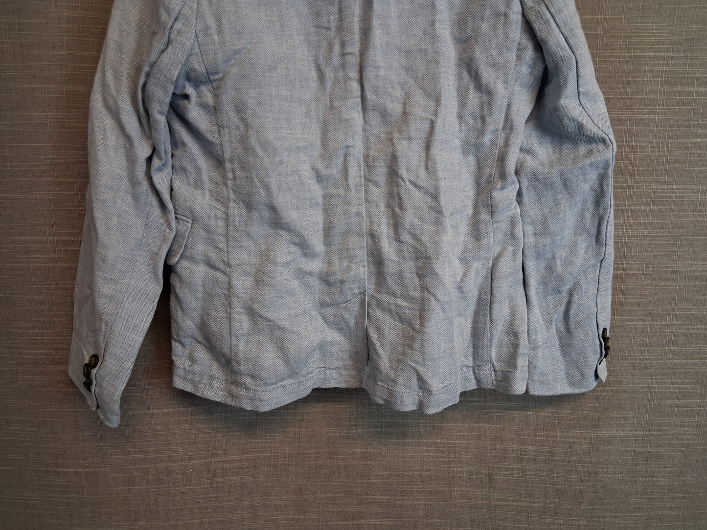 H&M Boys Chambray Blue Denim Blazer Jacket Linen Blend Age 7-8 Years