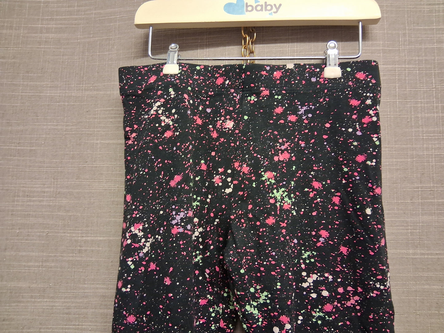 Next Girls Black Paint Splatter Leggings Age 7 years