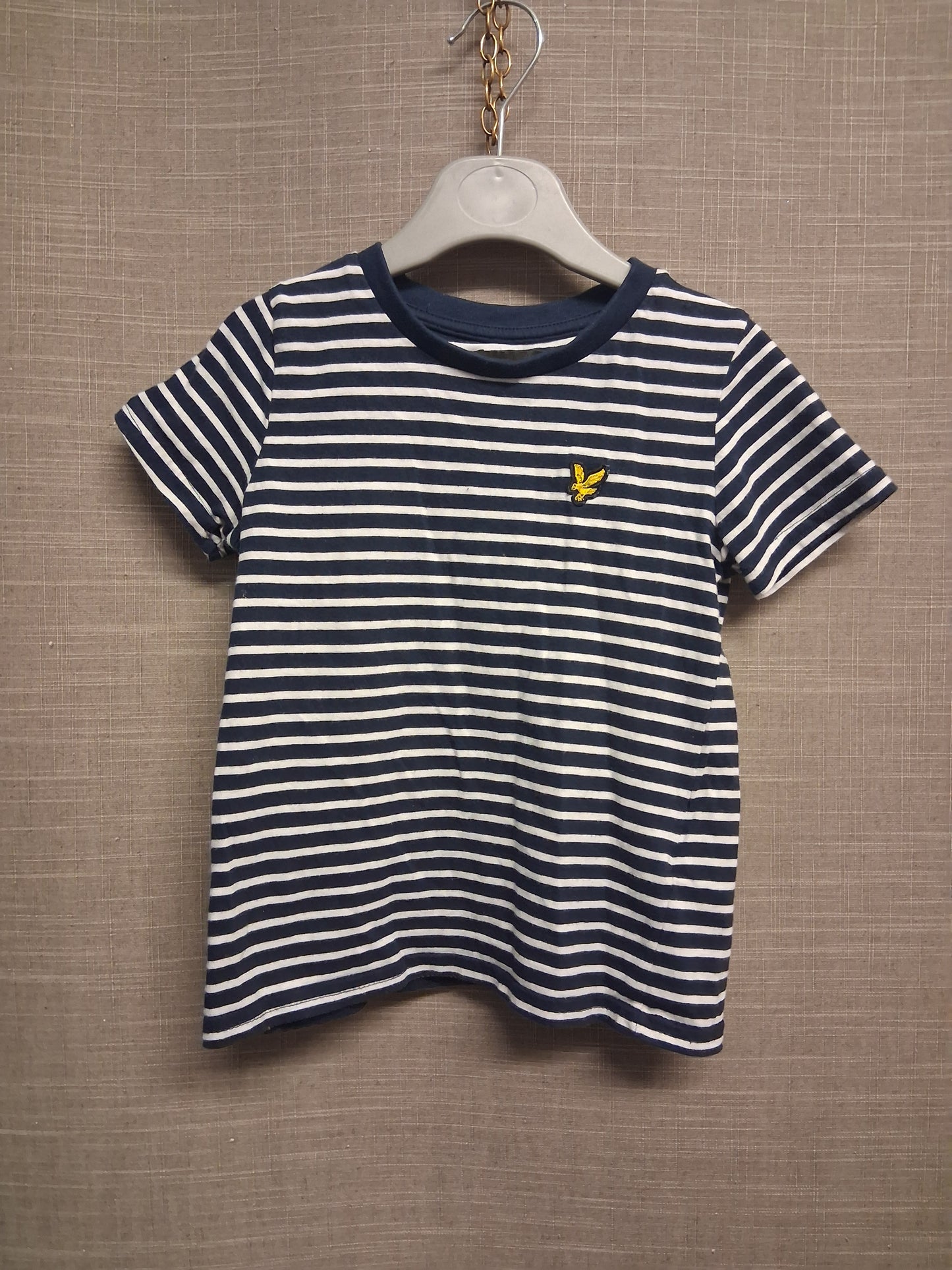 Lyle and Scott Boys Blue White Striped Short Sleeve T-Shirt Age 3 years