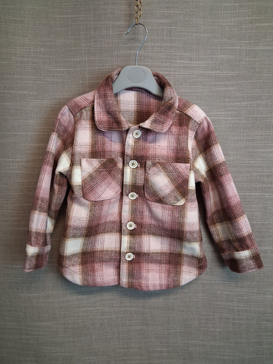 George Girls Pink Check Shacket Age 2-3 Years