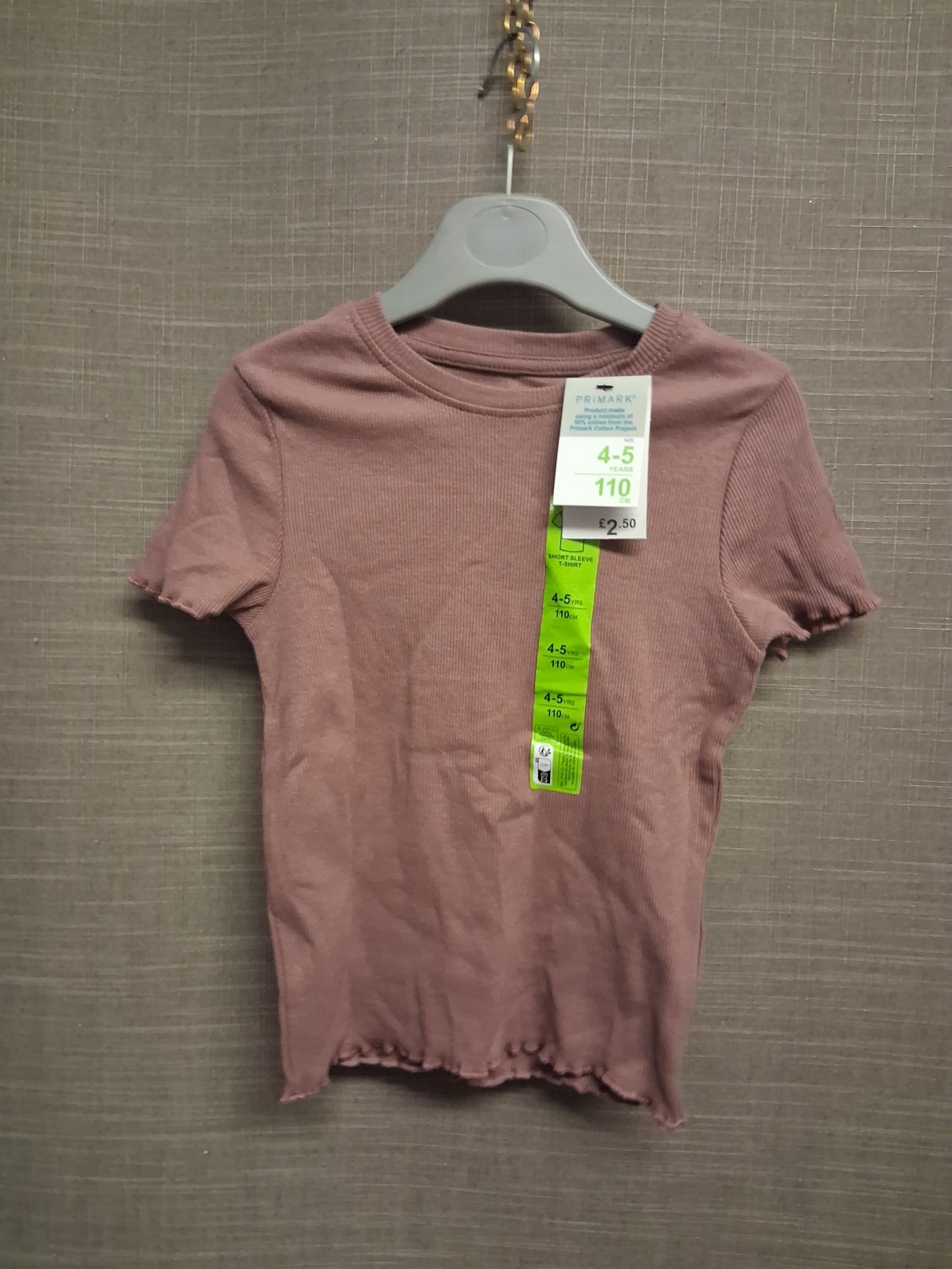 Primark Girls Dusky Pink Short Sleeve T-Shirt Age 4-5 Years New