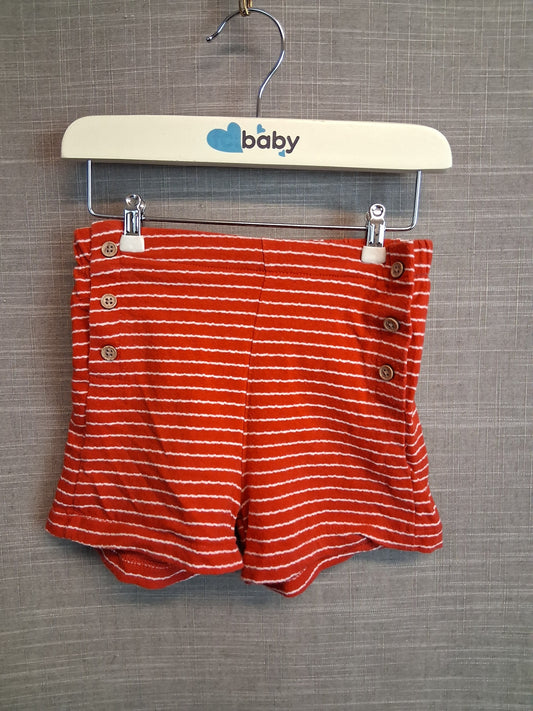 Next Girls Red Striped Jersey Shorts Age 2-3 Years Buttons