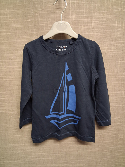 Next Boys Navy Long Sleeve Sailing Boat T-Shirt Age 18-24 Months