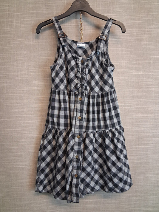 Next Girls Grey Black Check Tiered Sundress Age 8 Years
