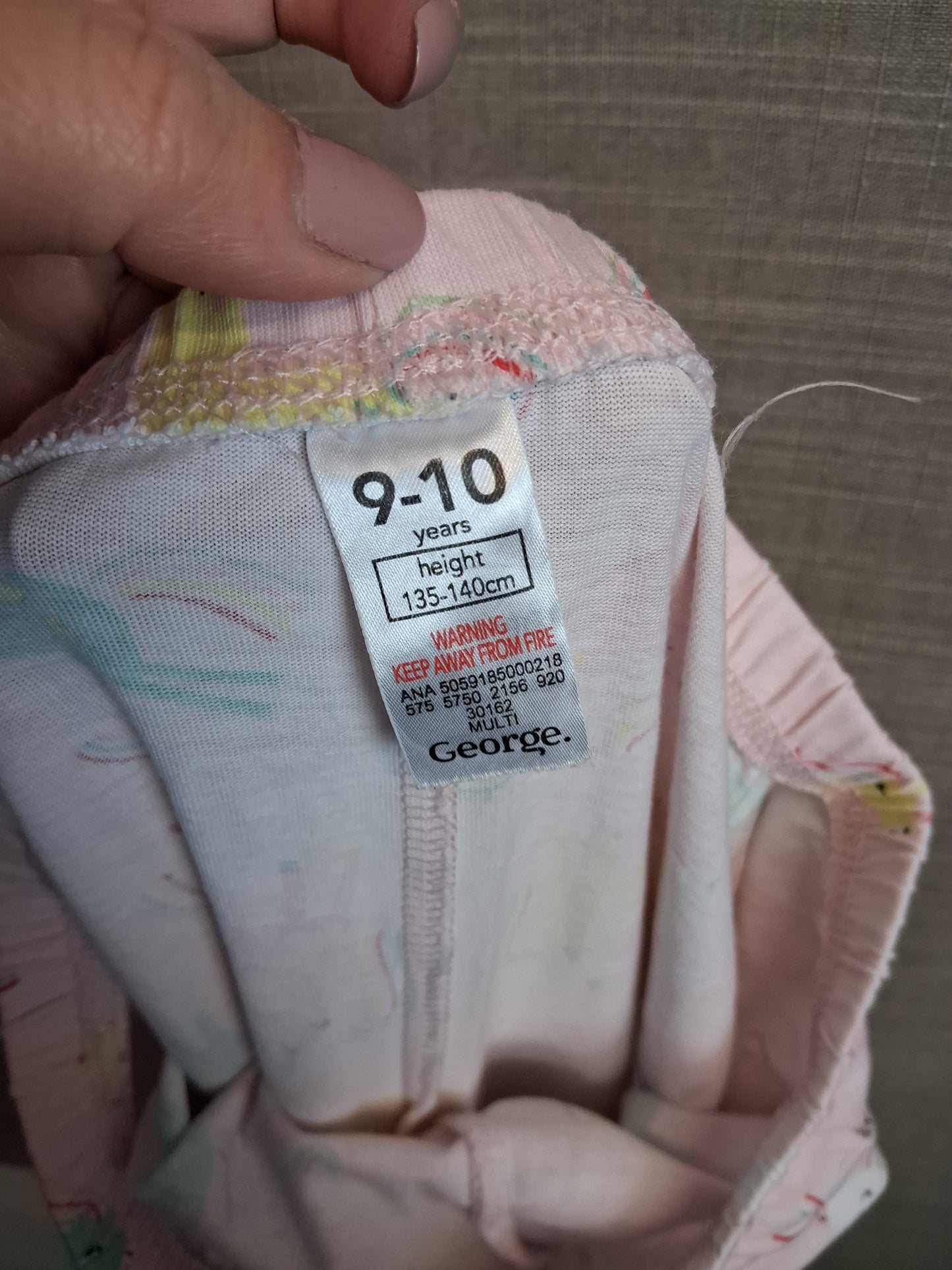 George Girls Pink Unicorn Pyjamas PJs Set Age 9-10 Years