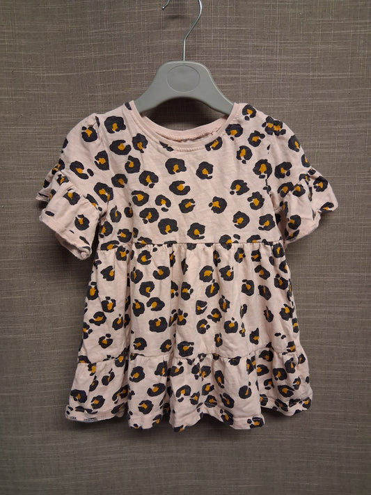 Next Girls Peplum Animal Print Short Sleeve T-Shirt Age 18-24 Months
