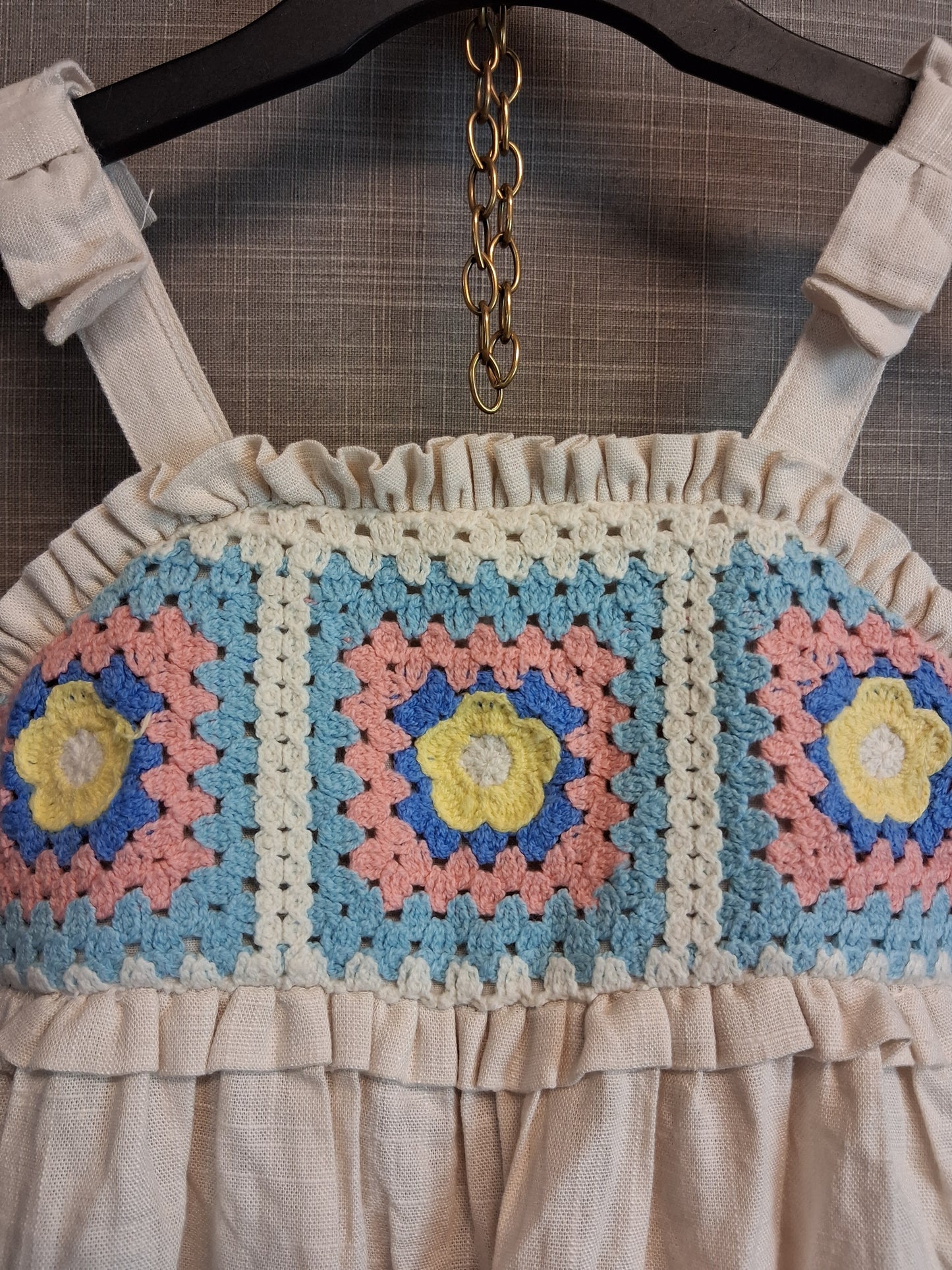 Haute Hippie Girl Beige Lined Embroidered Dress Age 2-3 Years