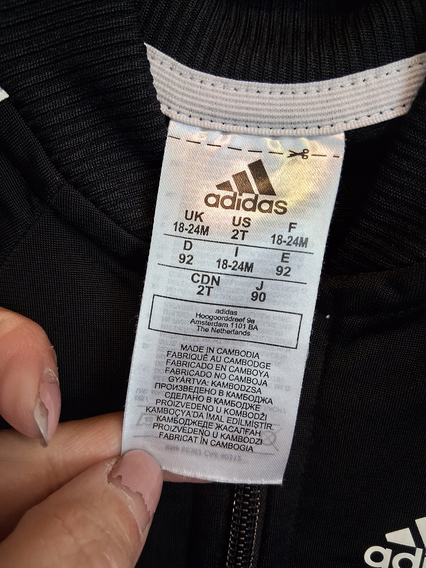 Adidas Boys Full Zip Jacket Age 18-24 Months Black and White