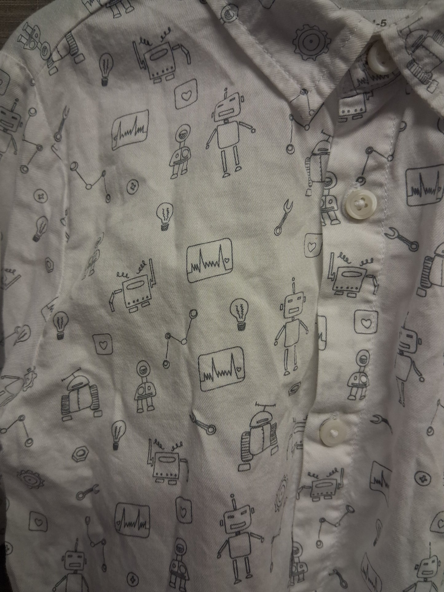 Zara Boys Robot Theme Long Sleeve Shirt Age 4-5 Years