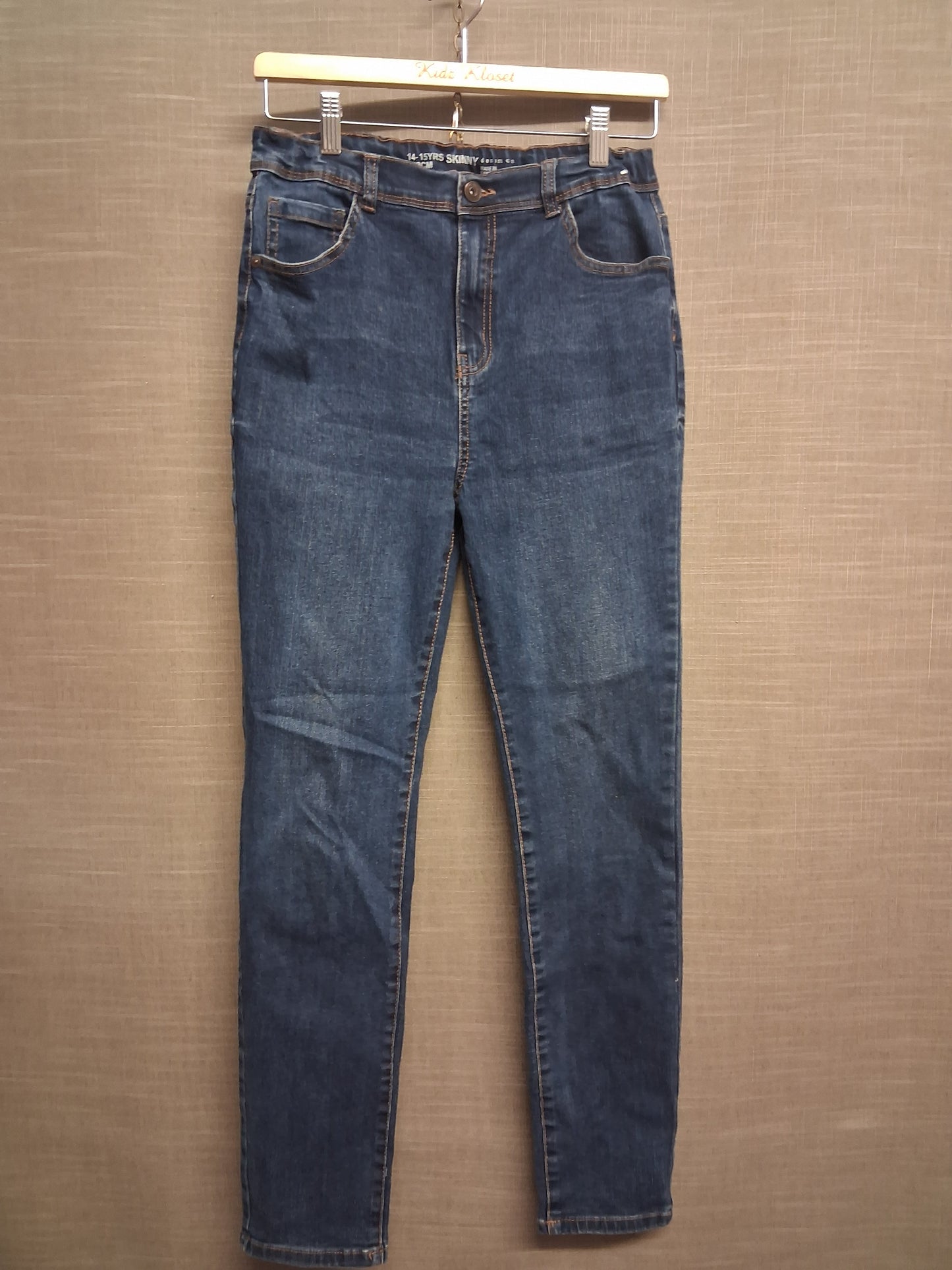 Primark Boys Blue Denim Skinny Jeans Age 14-15 Years Adjustable Waist