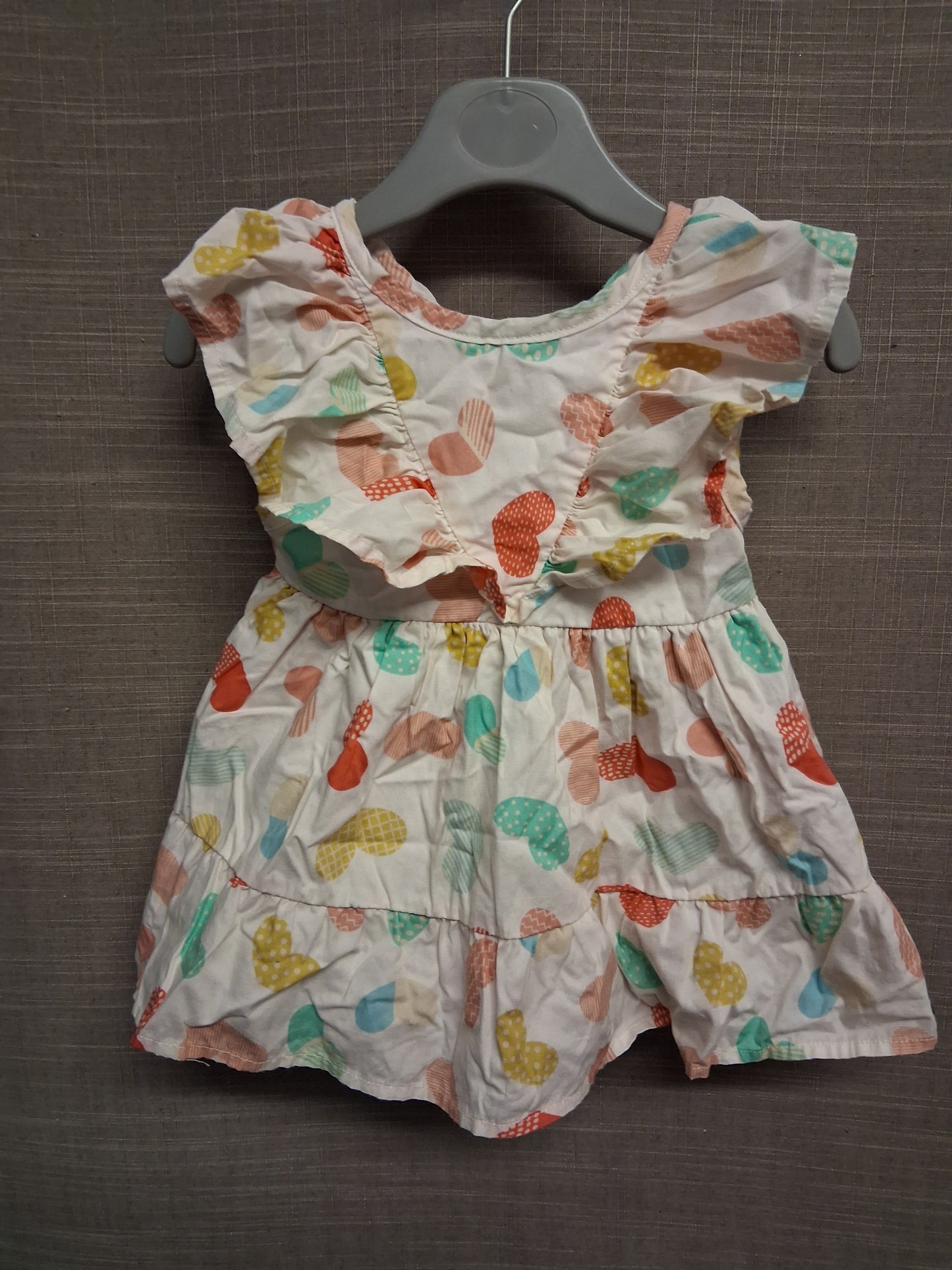 Watch Me Grow Girls Love Heart Frill Dress Cap Sleeve Age 12 Months
