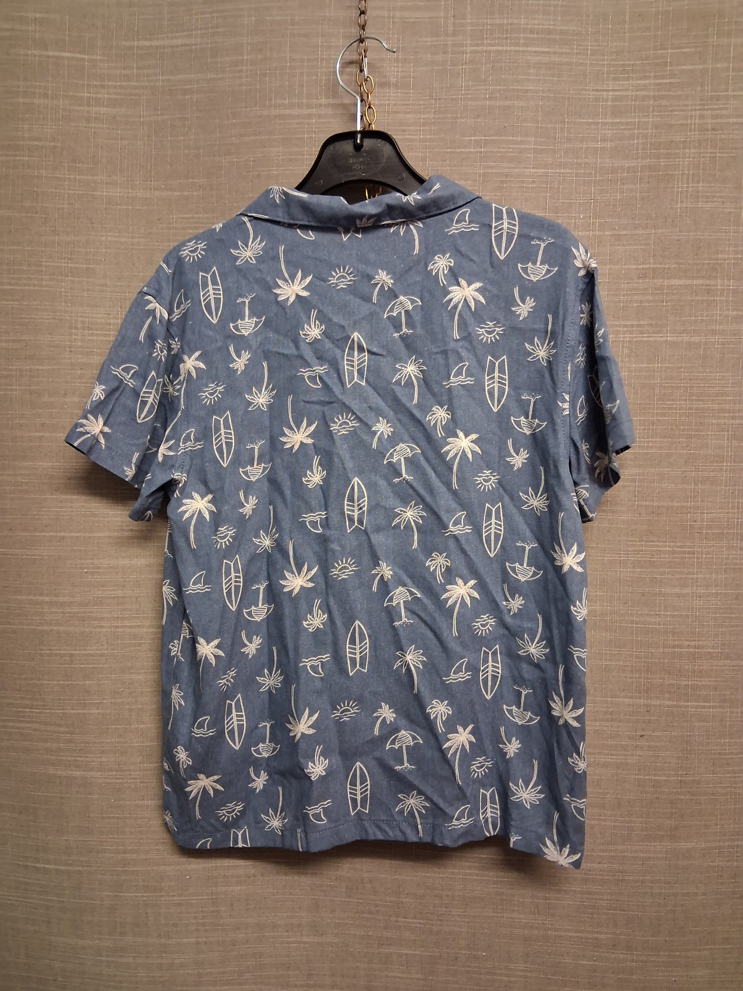 Lily & Dan Blue Palm Tree Print Hawaiian Shirt Short Sleeve Age 9-10 Years