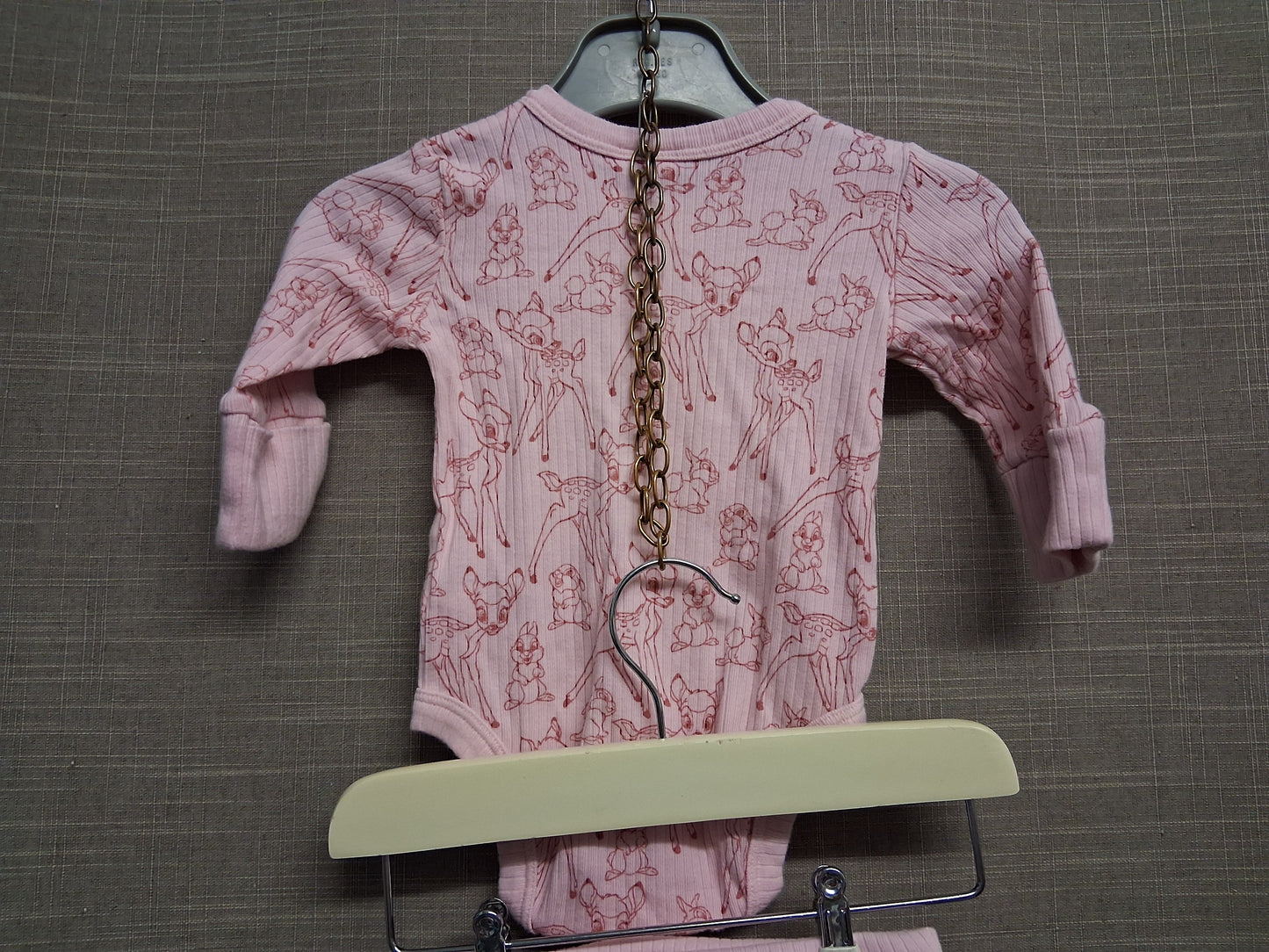 Disney Bambi 2 Piece Outfit Bodysuit Long Sleeve and Leggings Pink Age 0-3 months