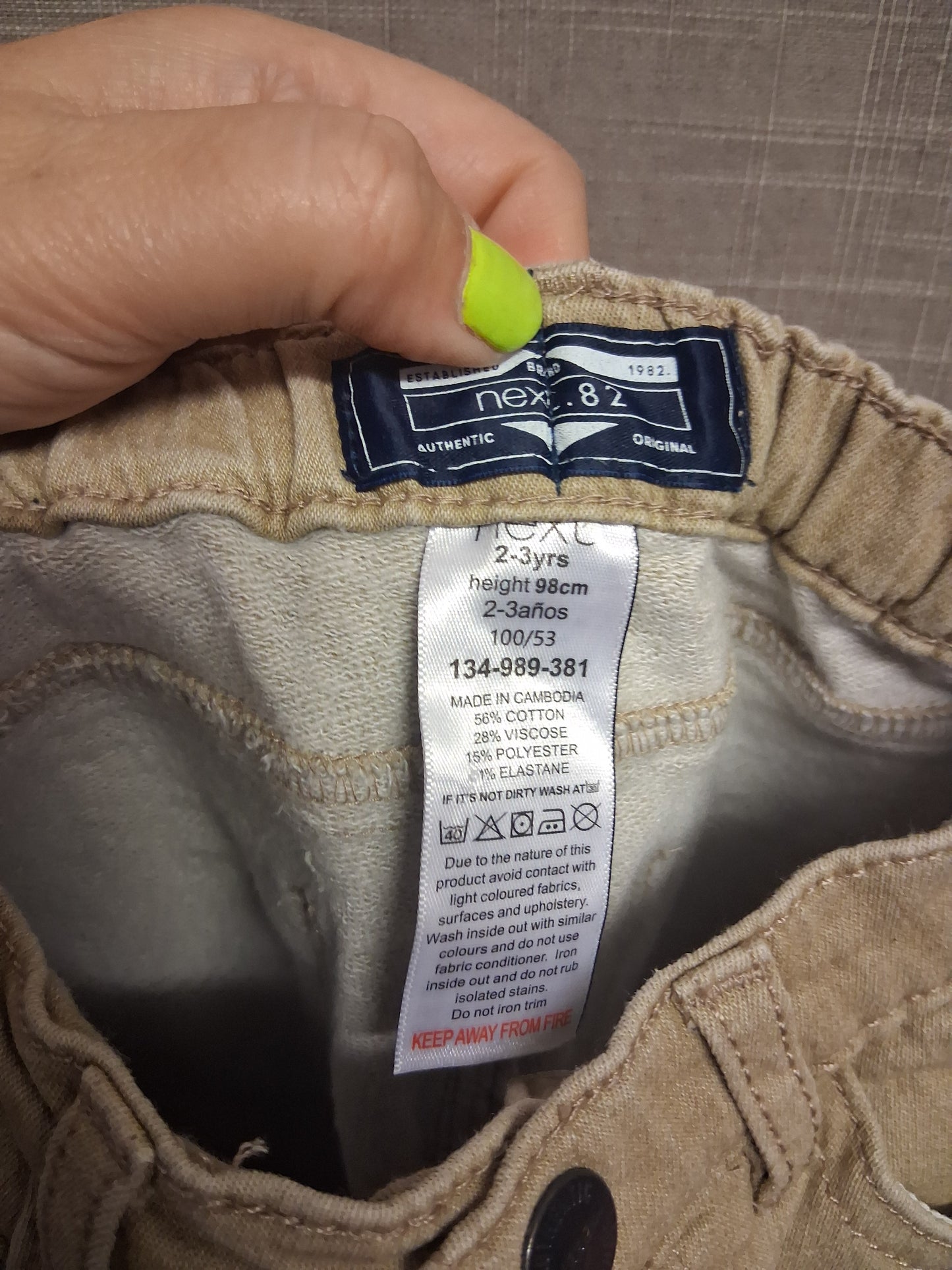 Next Boys Beige Skinny Jeans Age 2-3 Years