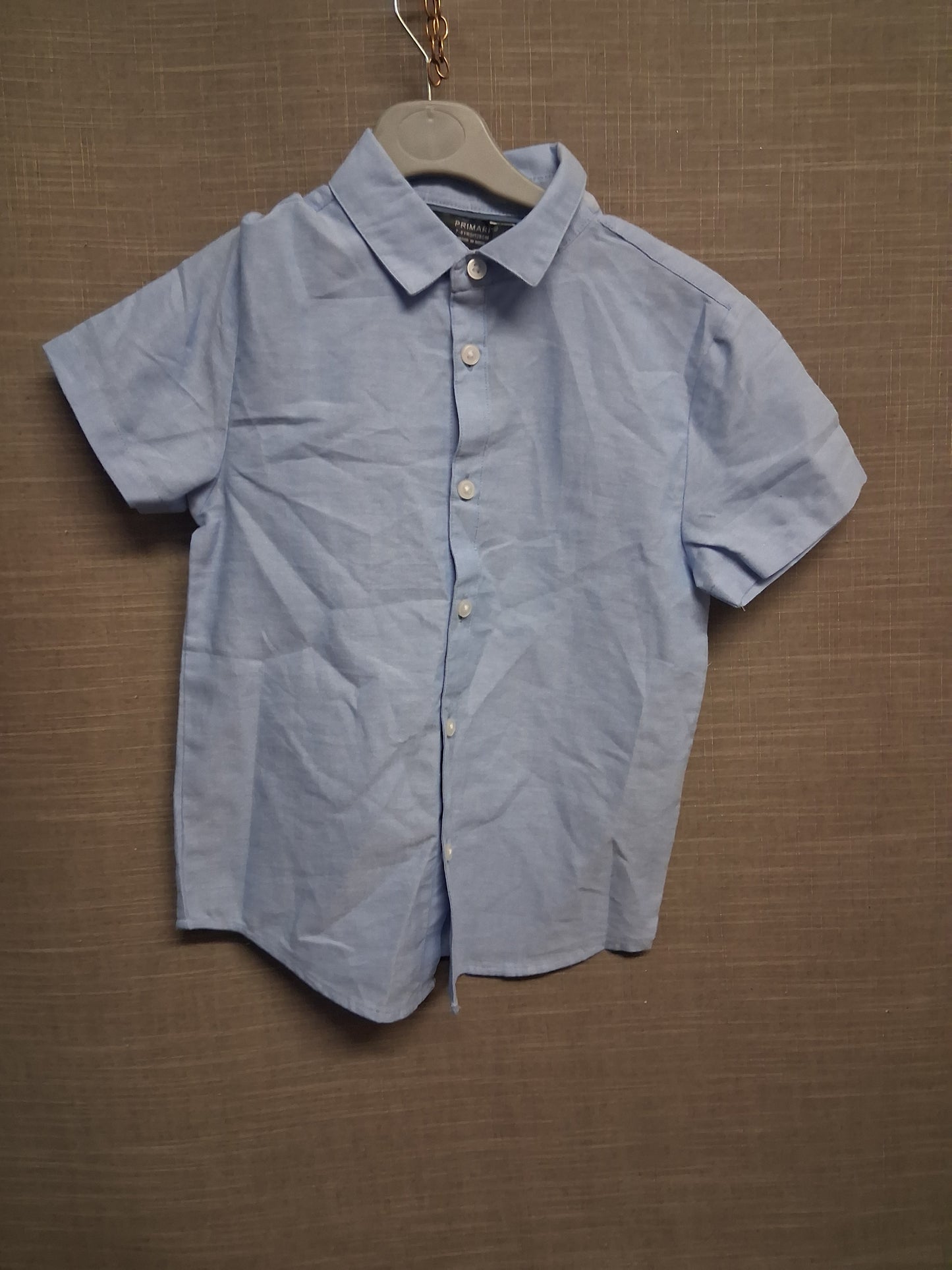 Primark Boys Blue Short Sleeve Shirt Age 7-8 Years
