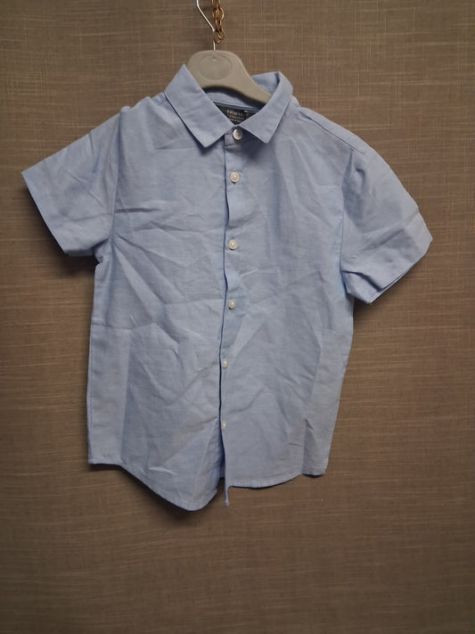 Primark Boys Blue Short Sleeve Shirt Age 7-8 Years