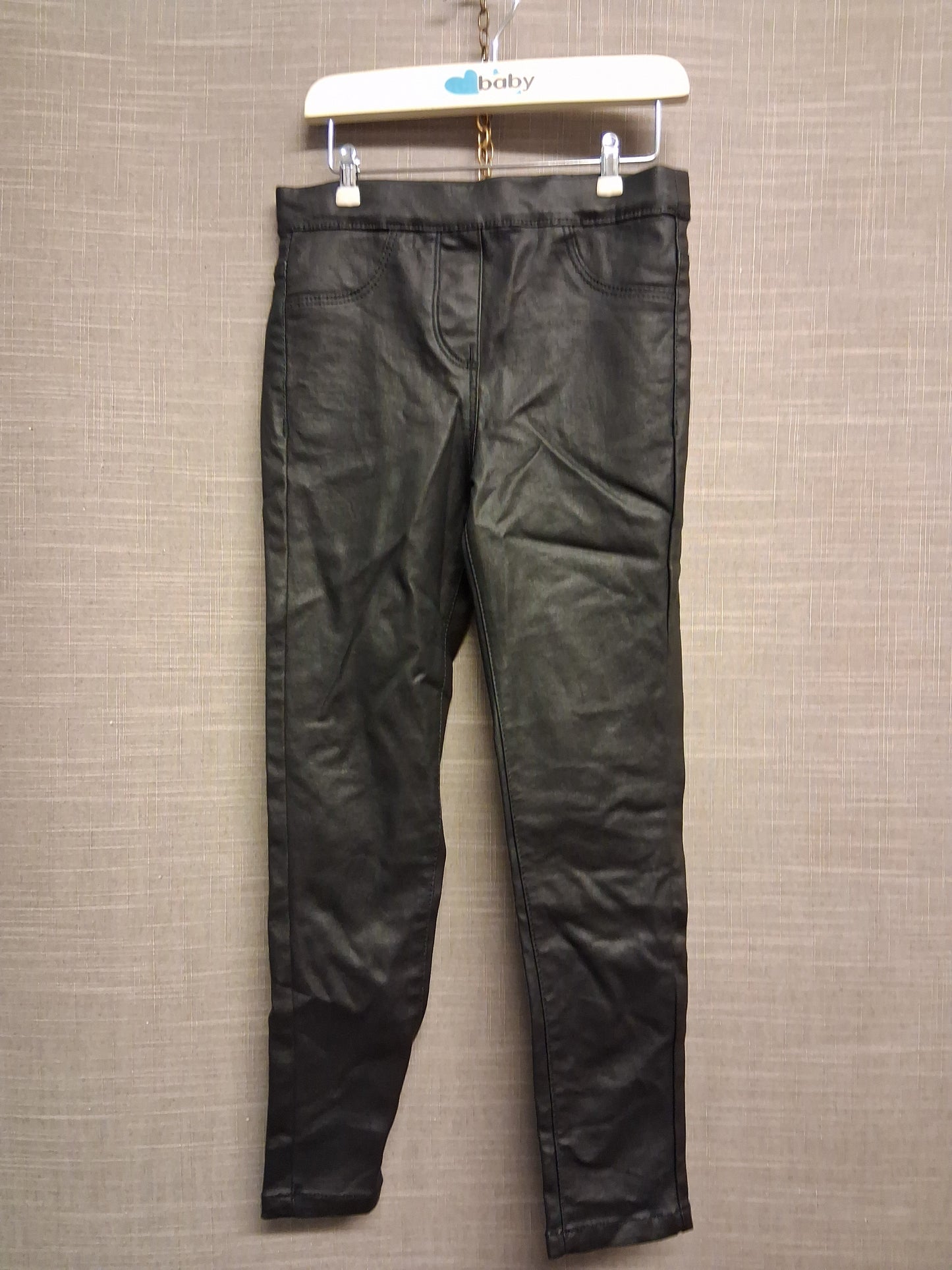 Next Girls Faux Leather Jeggings Black Age 7 Years