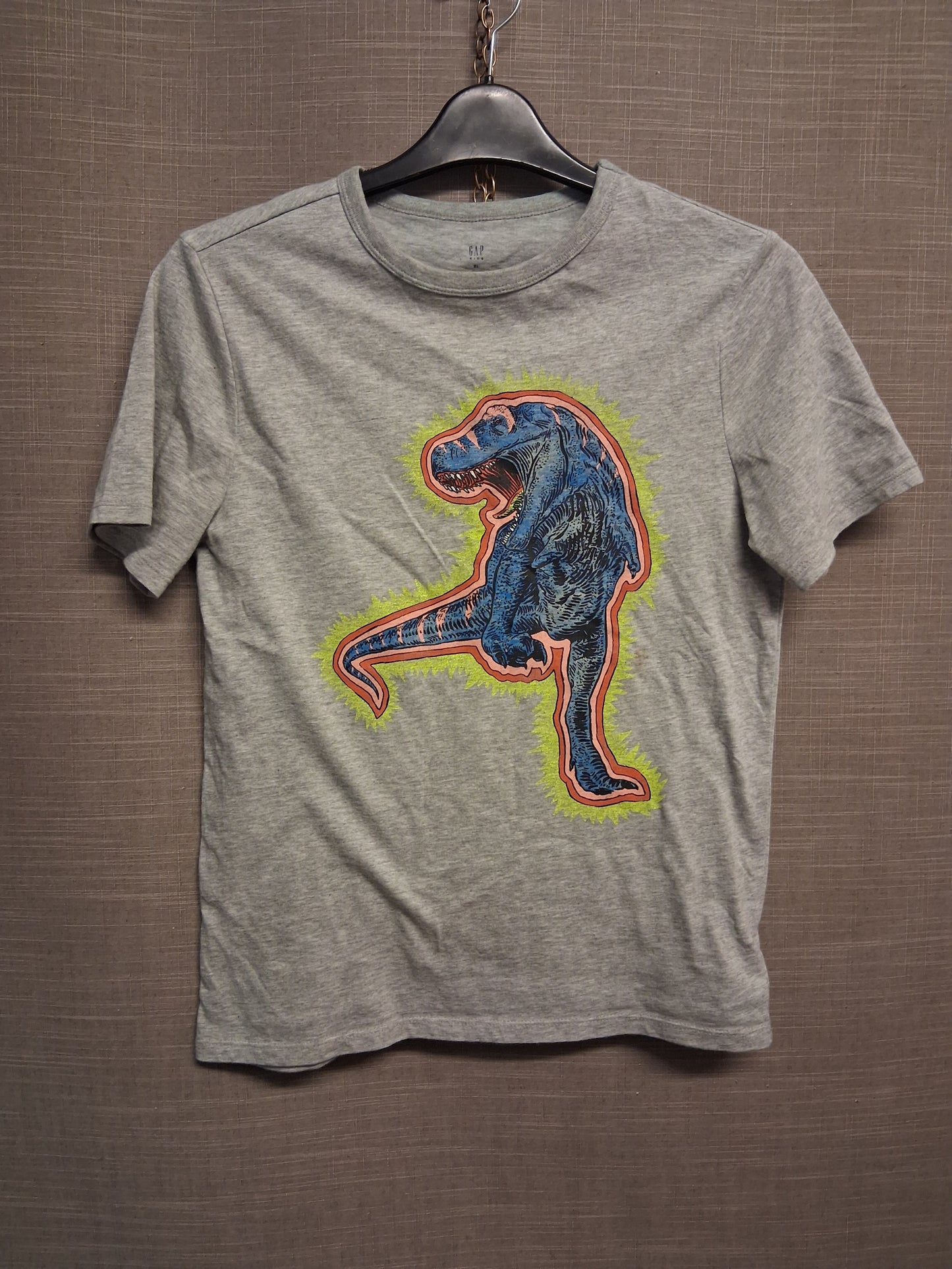 GAP Boys Grey Short Sleeve T-Shirt Dinosaur Graphic Age 12-13 Years