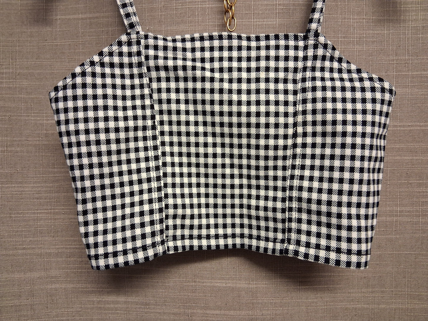 George Girls Black White Gingham Cropped Vest Tank Top Age 8-9 Years