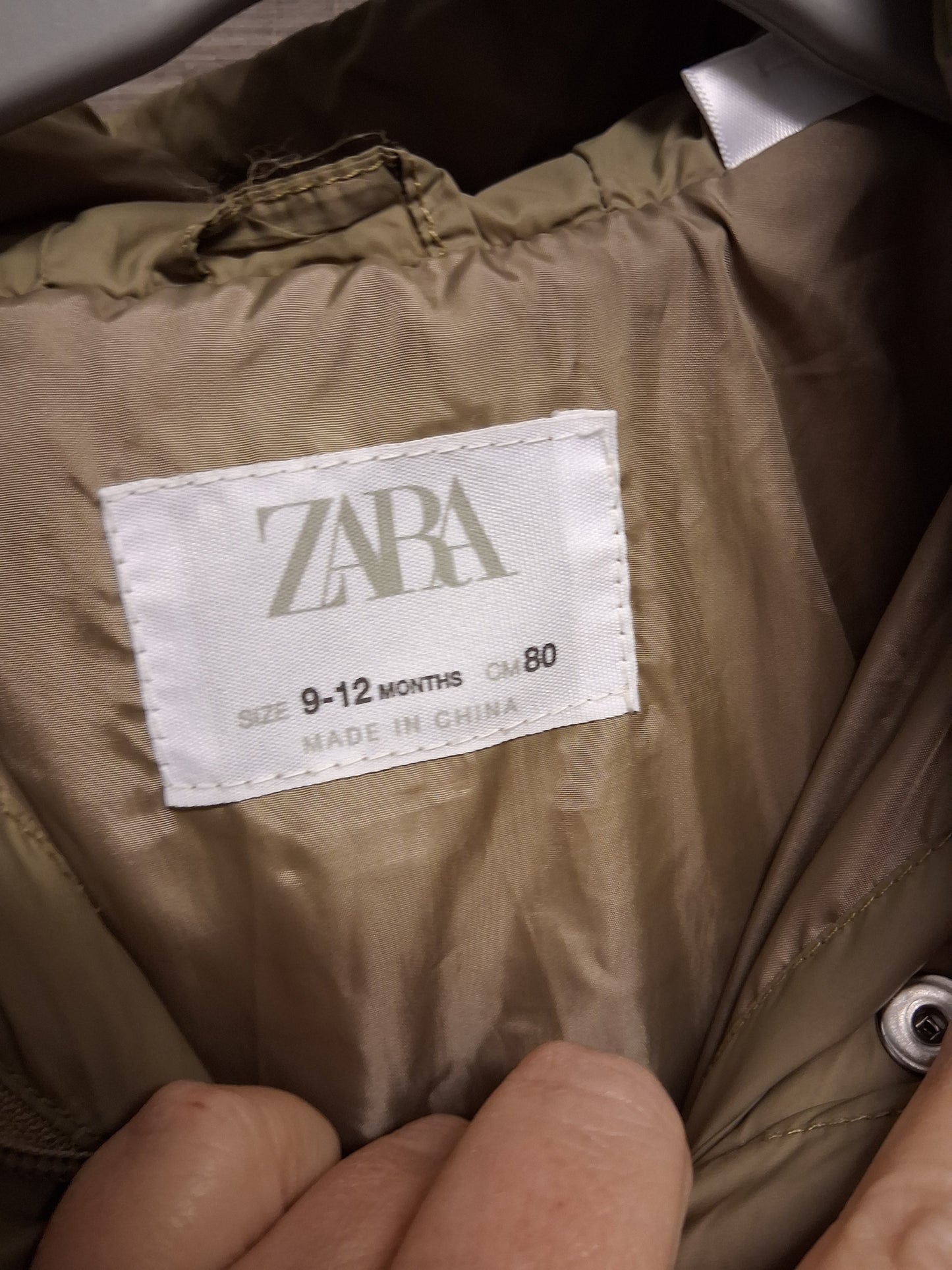 Zara Boys Beige Brown Puffer Coat Age 9-12 Months