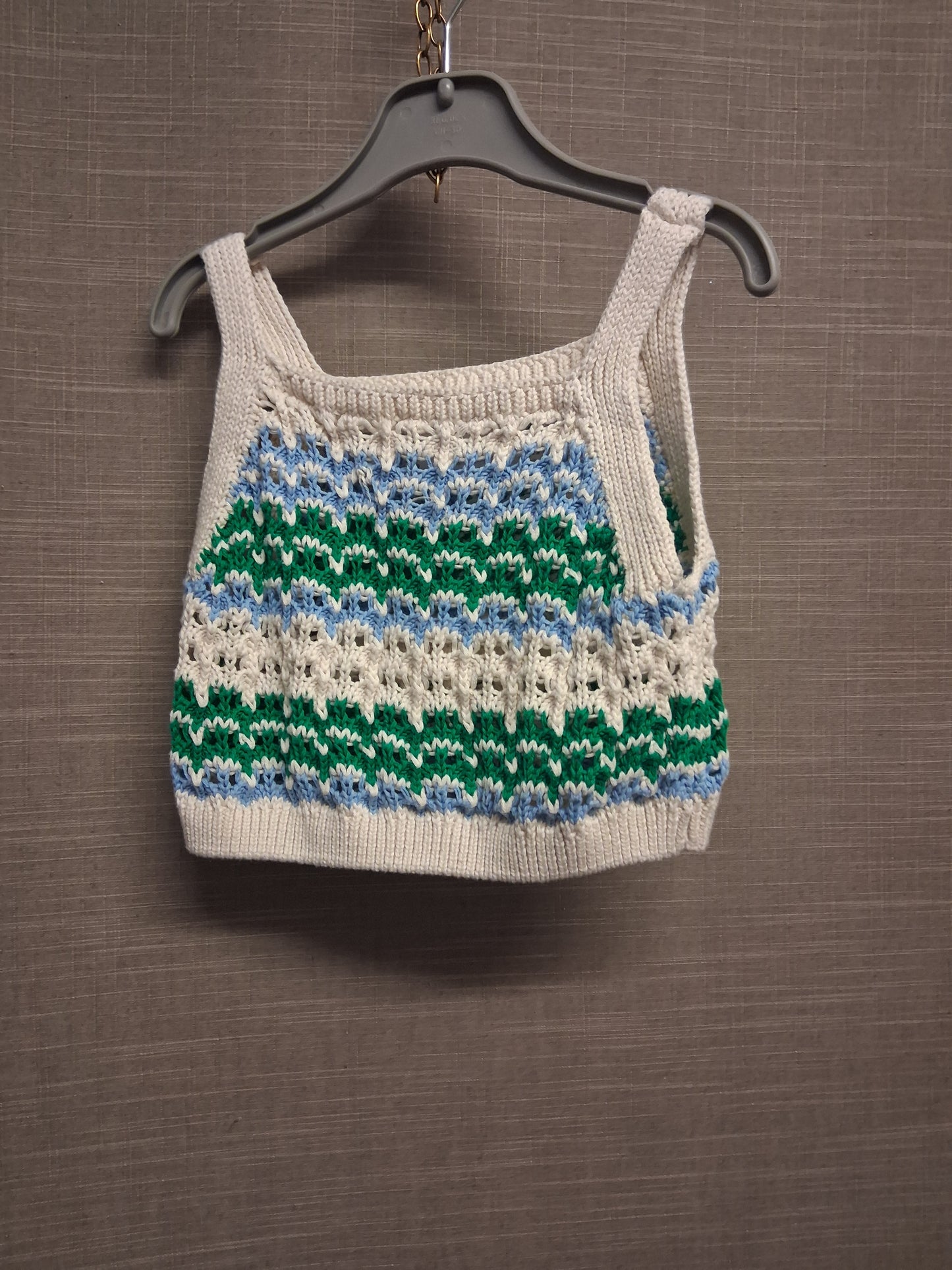 Zara Girls Crochet Crop Top Cream Green Age 8 Years